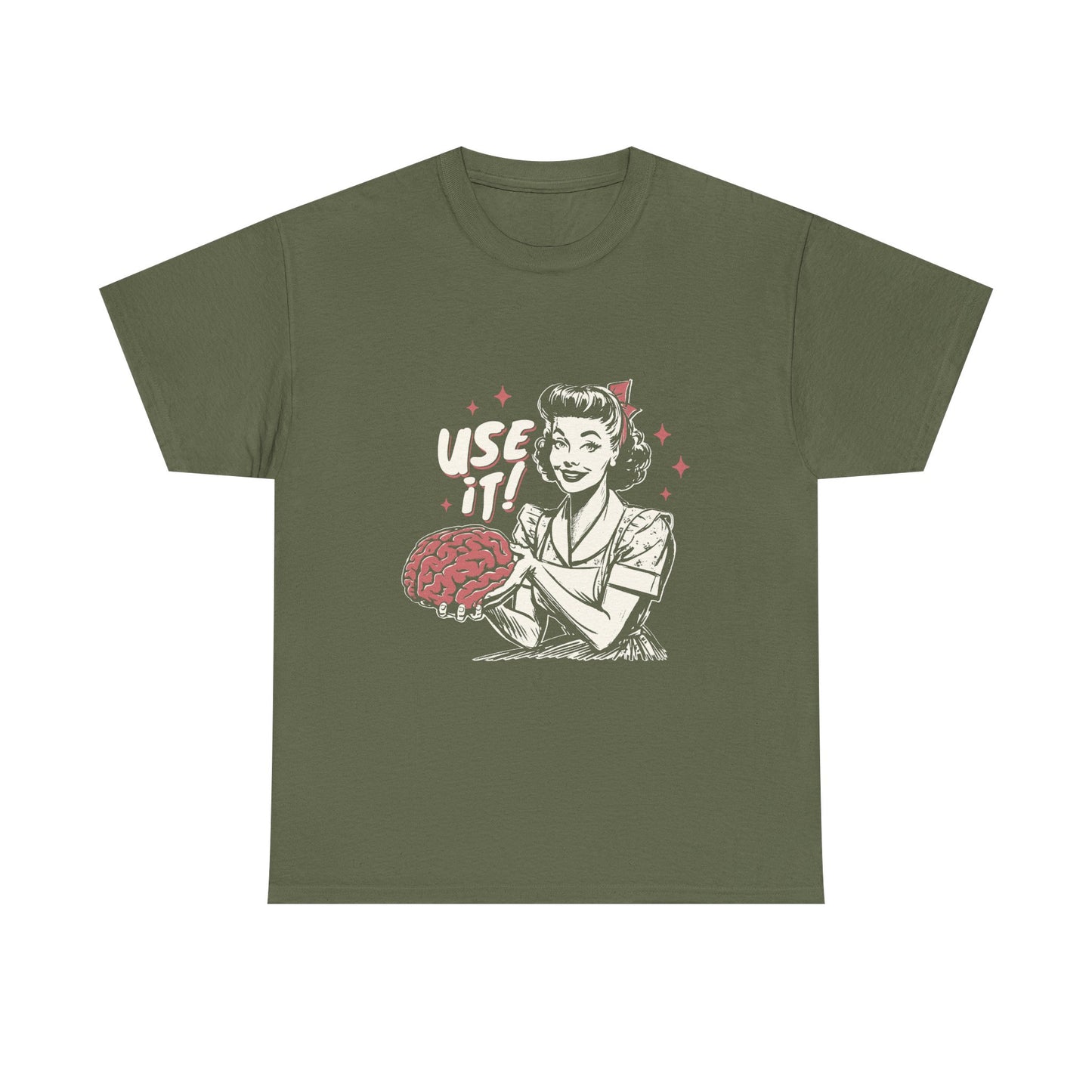 Use It! Retro Nurse Holding Brain Vintage Graphic Tee