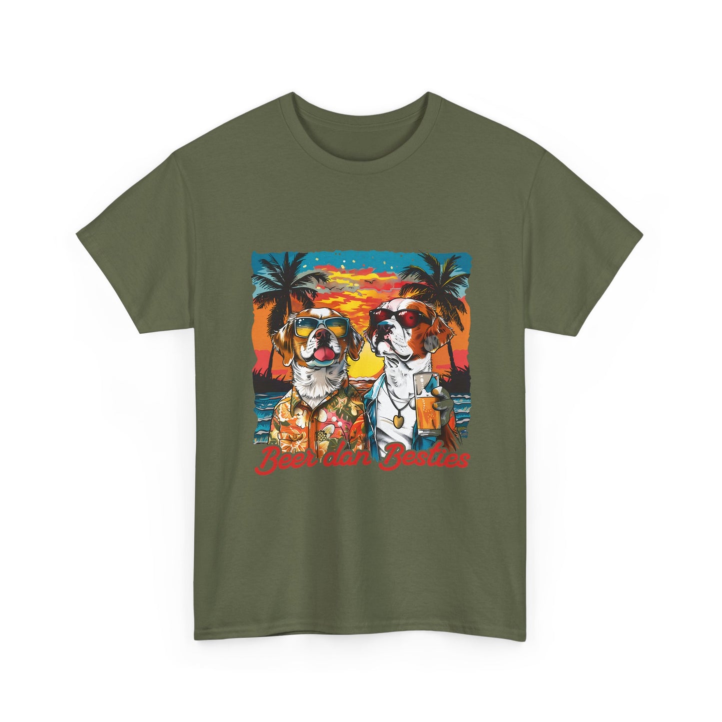 T-Shirt — 'Beer dan Besties' Retro Sunset Dogs Tee