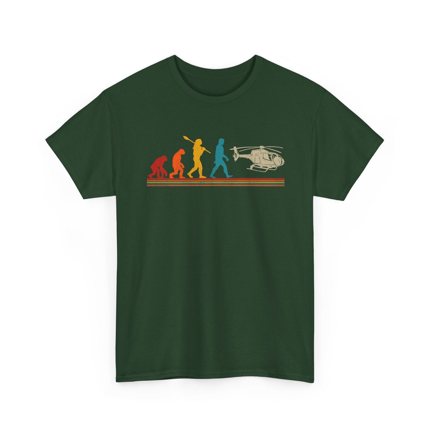 T-Shirt - Evolution of Man to Helicopter Vintage Graphic Tee