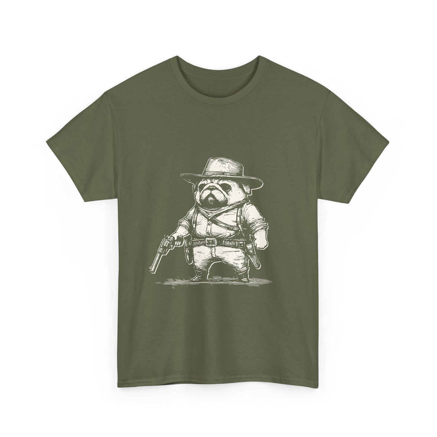 Pug Gunslinger T-Shirt – Cute Cowboy Pug Graphic Tee