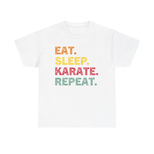 Karate T-Shirt - Eat. Sleep. Karate. Repeat. Retro Martial Arts Tee