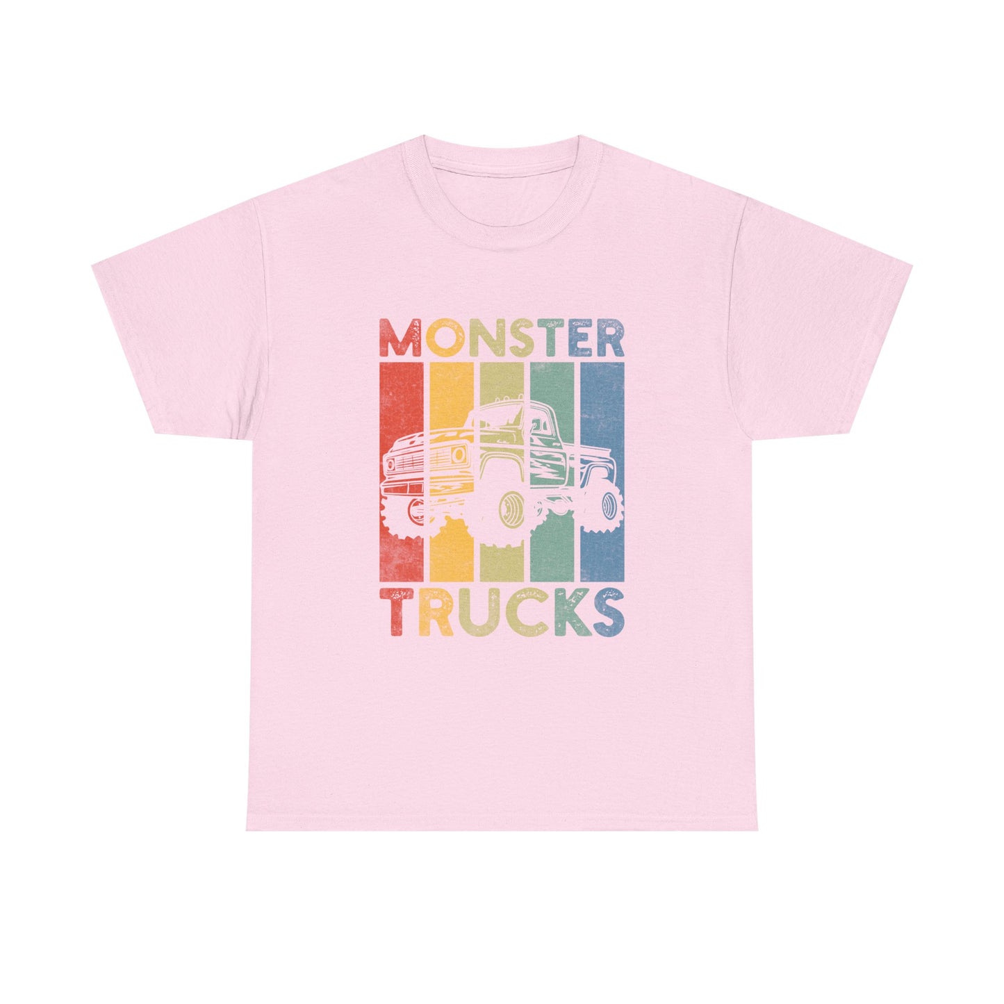 Monster Trucks Retro Tee – Vintage Striped Kids & Adult Off-Road Truck Shirt