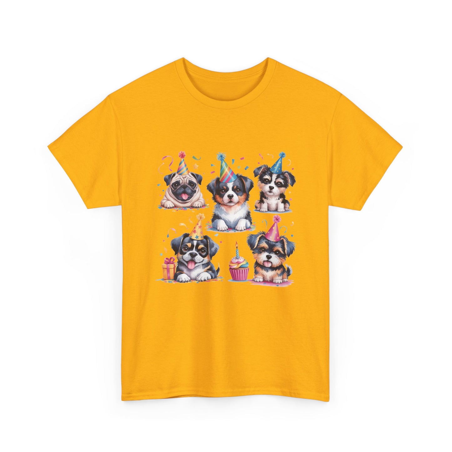 Birthday Puppies T‑Shirt — Cute Party Dogs with Cupcakes
