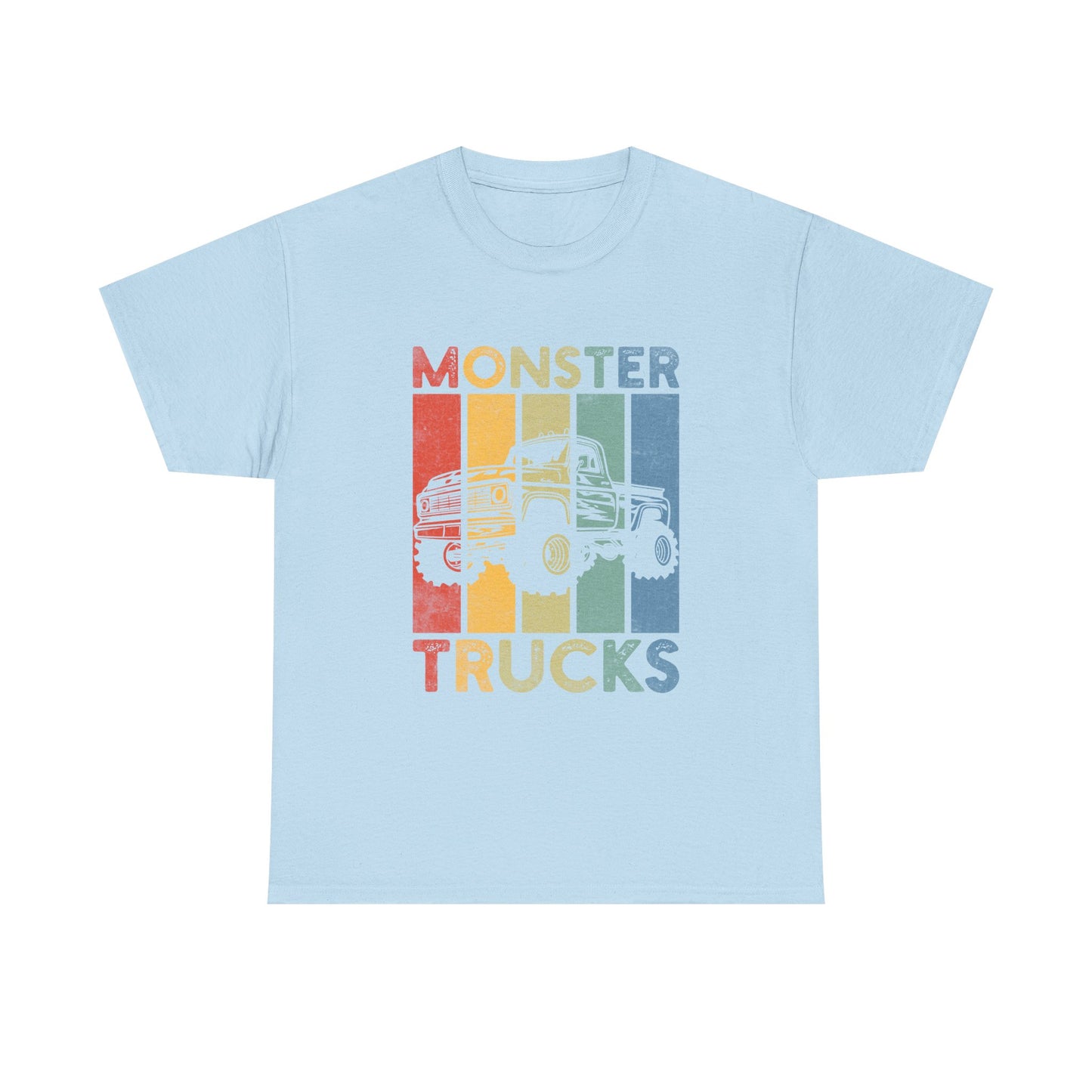Monster Trucks Retro Tee – Vintage Striped Kids & Adult Off-Road Truck Shirt