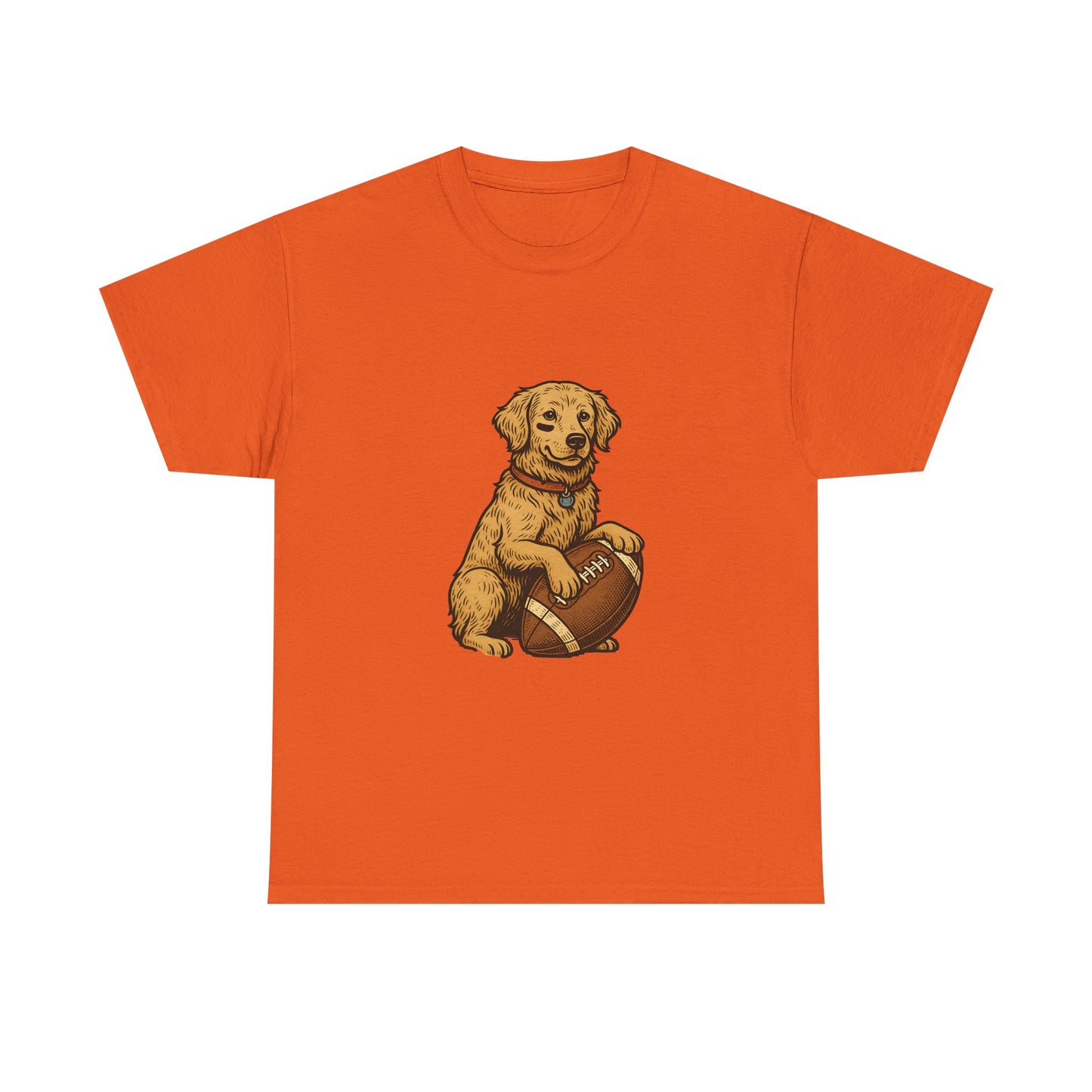 Golden Retriever Puppy Football Tee — Cute Dog with Football Graphic T-Shirt