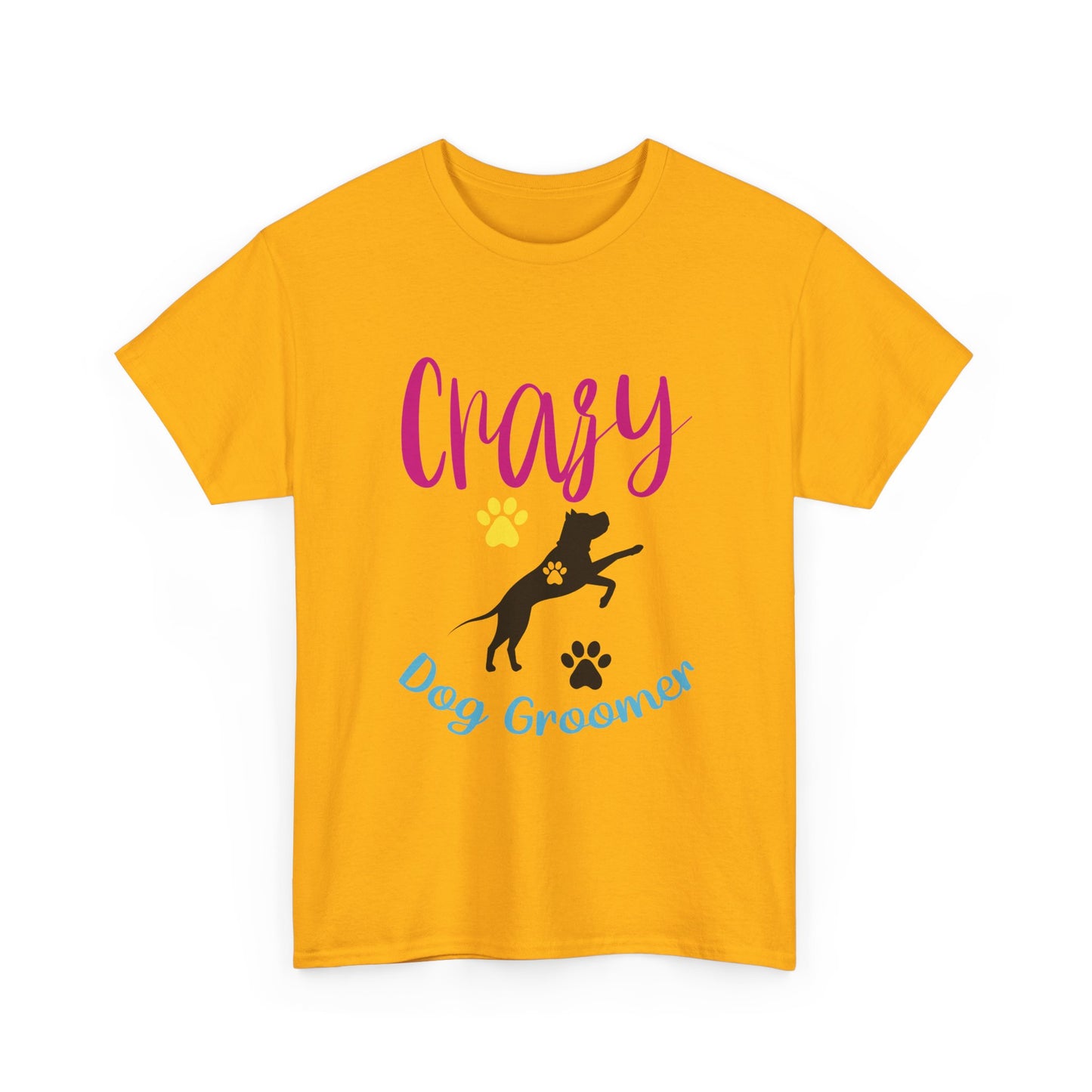 Crazy Dog Groomer T-Shirt — Funny Paw Print Grooming Tee for Pet Stylists