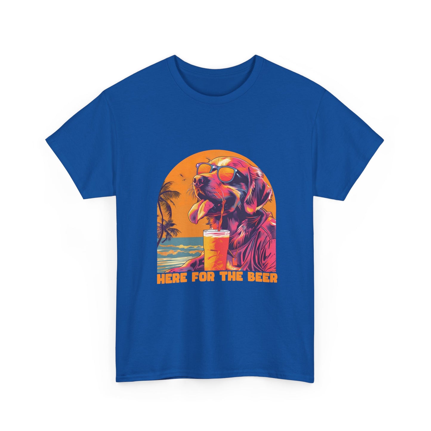 Here For The Beer T-Shirt — Retro Flamingo Beach Tee