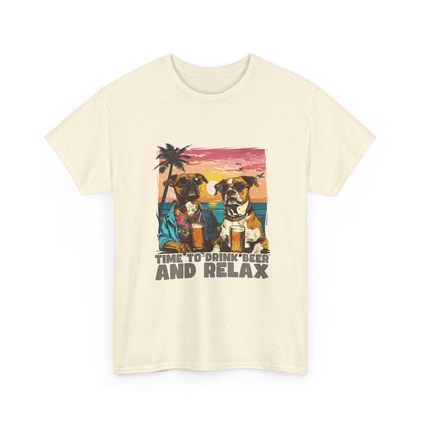 Time to Drink Beer and Relax T-Shirt — Retro Beach Dogs Design
