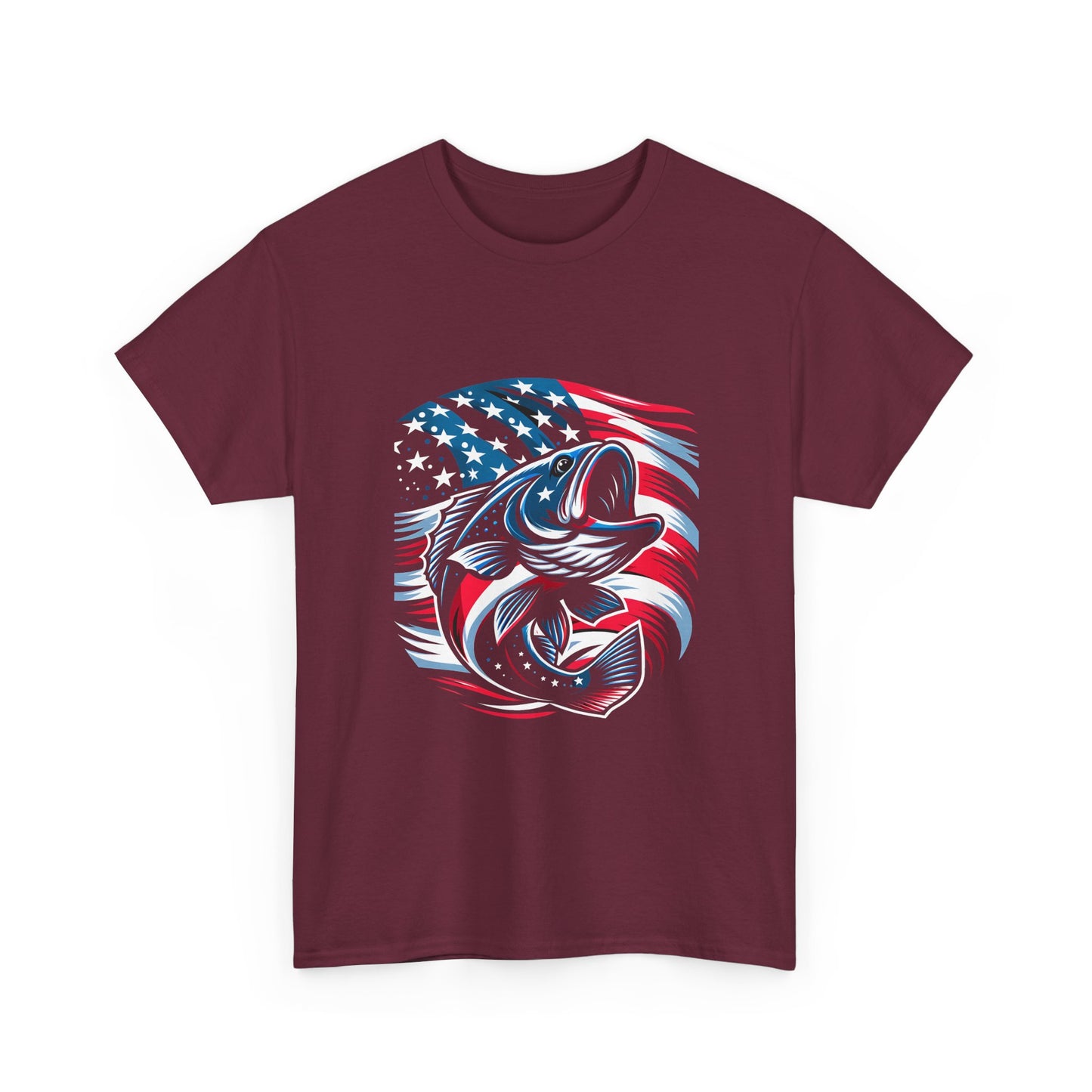 Fishing Bass T-Shirt with American Flag — Patriotic Angler Tee