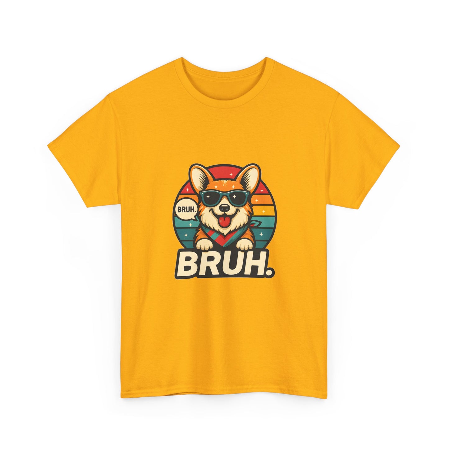 Corgi 'BRUH' Graphic Tee - Retro Sunglasses Dog T-Shirt