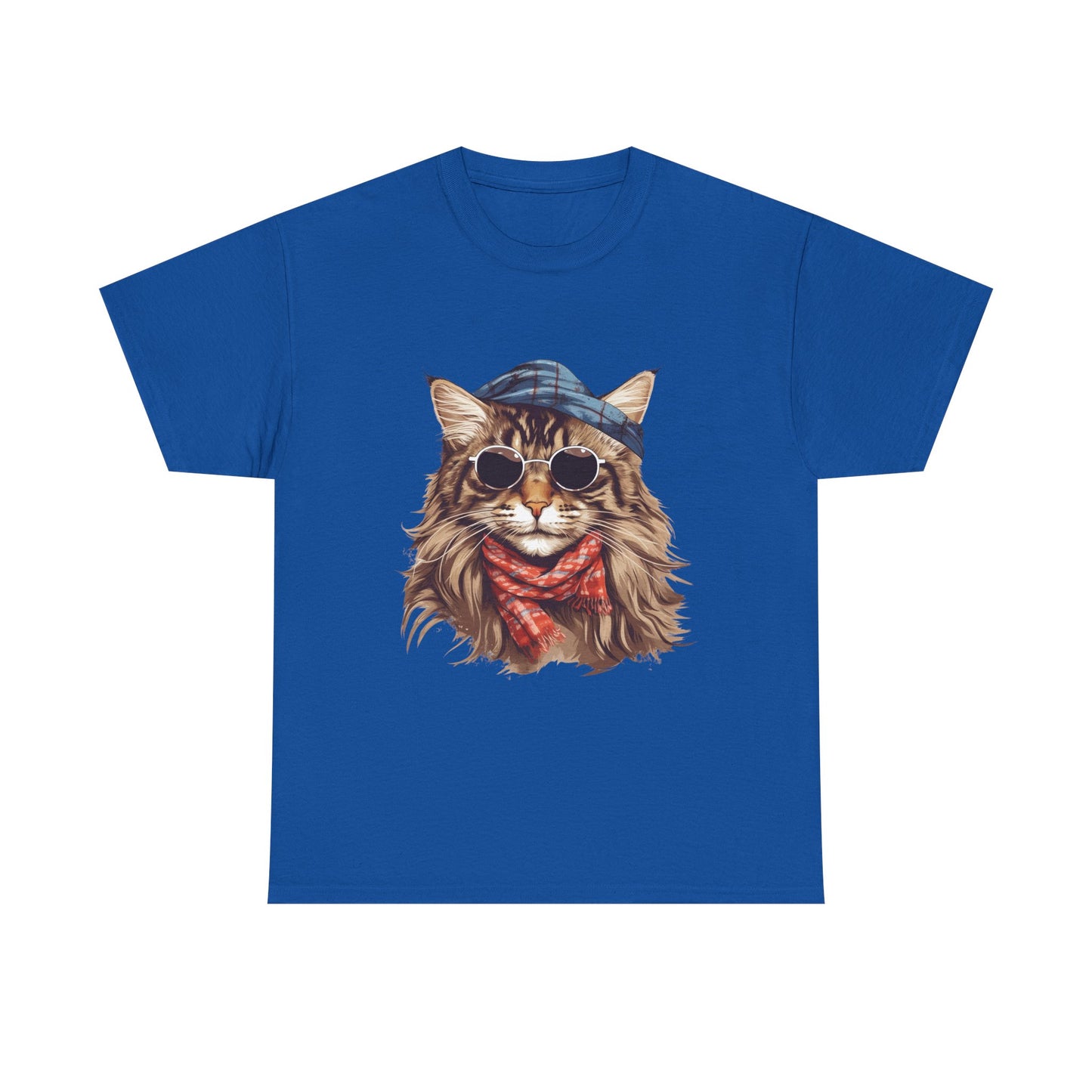 Cat Portrait Tee — Hipster Cat with Sunglasses & Bandana Graphic T-Shirt
