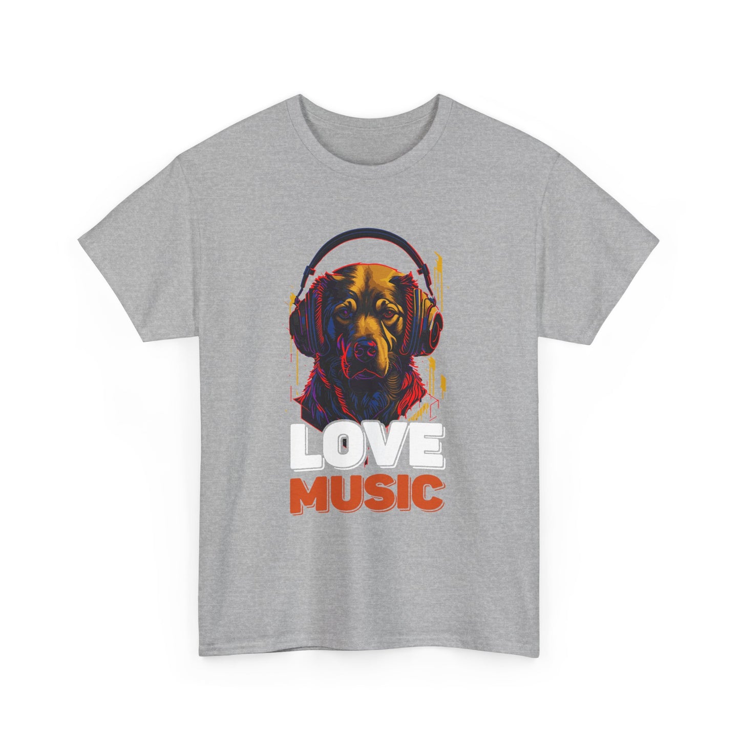 Love Music Dog Tee — Retro Headphones Graphic T-Shirt