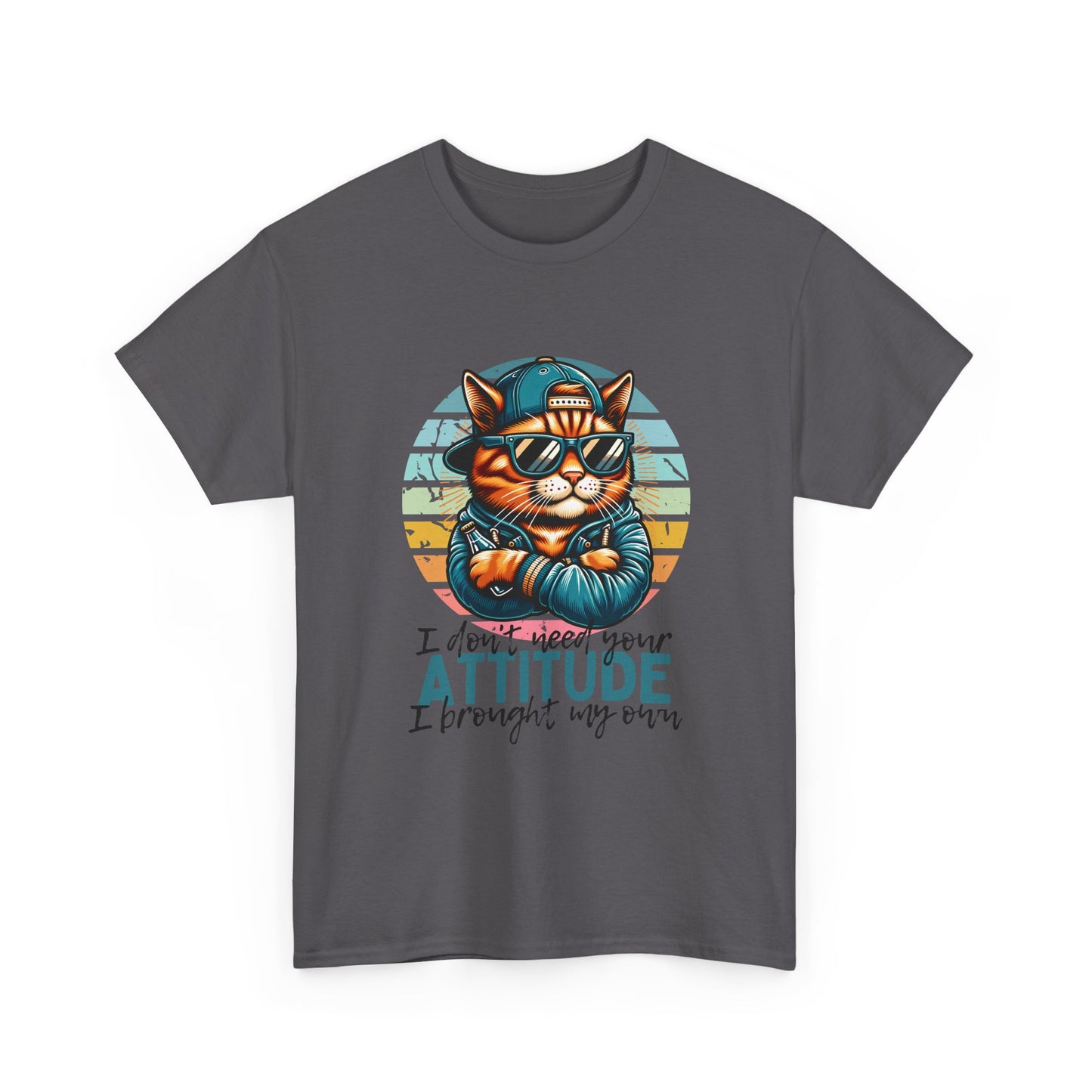 Cat Attitude T-Shirt – Retro Cool Cat Graphic Tee ("I didn’t lose my attitude, I brought my own")