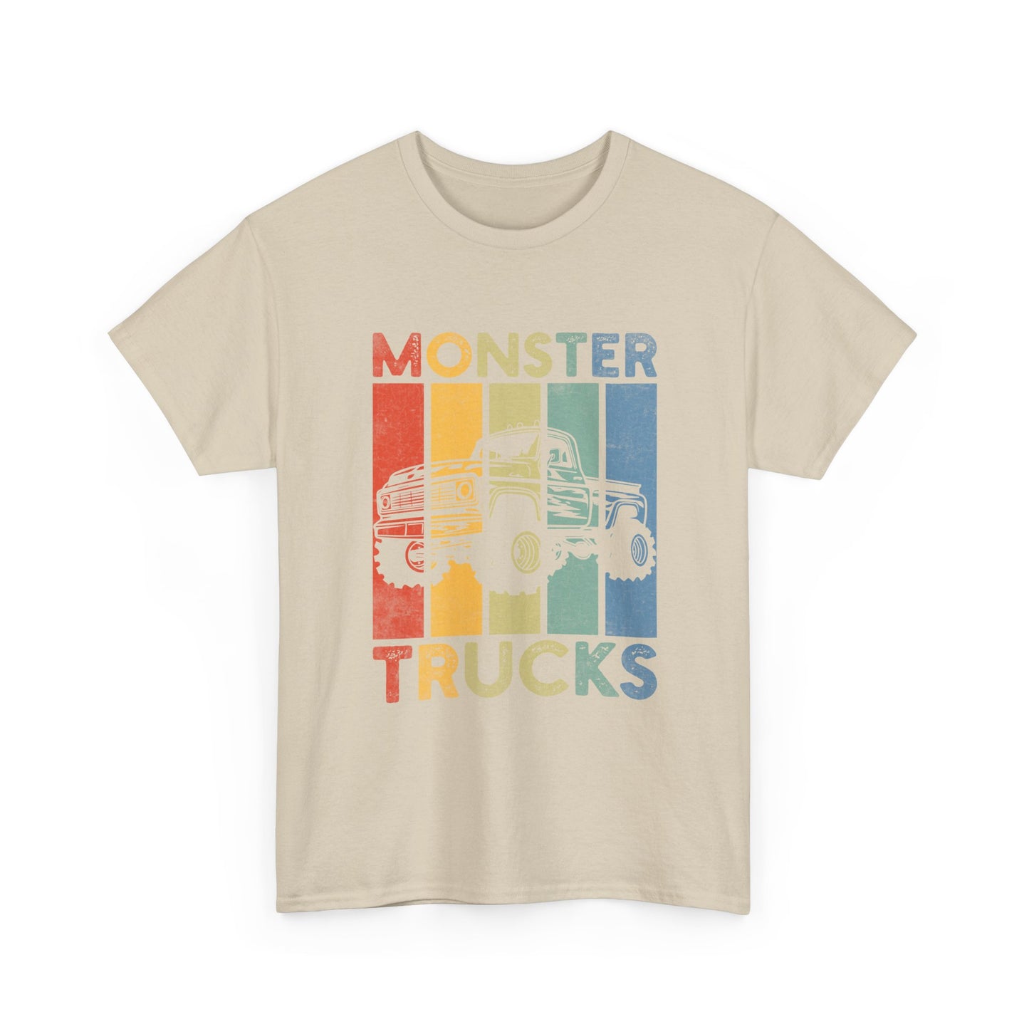 Monster Trucks Retro Tee – Vintage Striped Kids & Adult Off-Road Truck Shirt