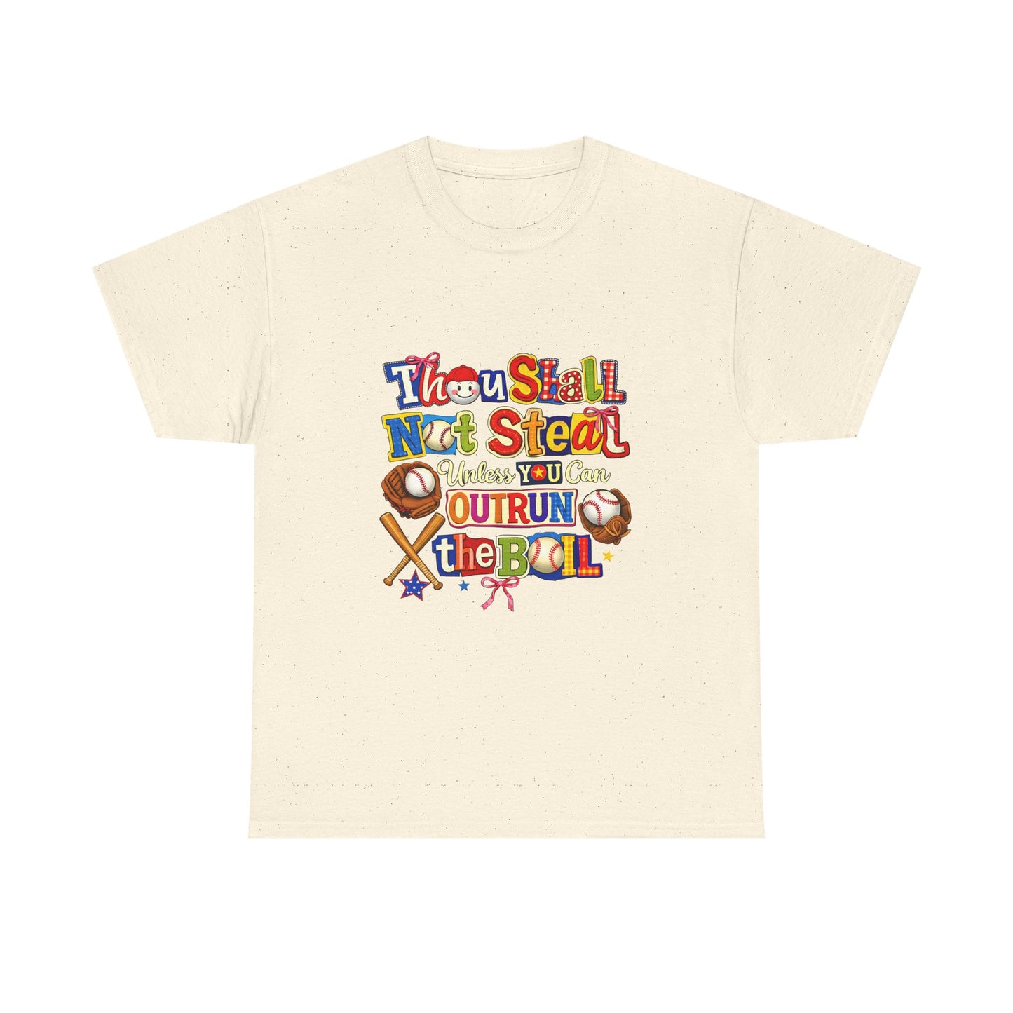 Baseball Mom/Coach T-Shirt – "Thou Shall Not Steal Unless You Can Outrun The Ball" Colorful Sports Tee