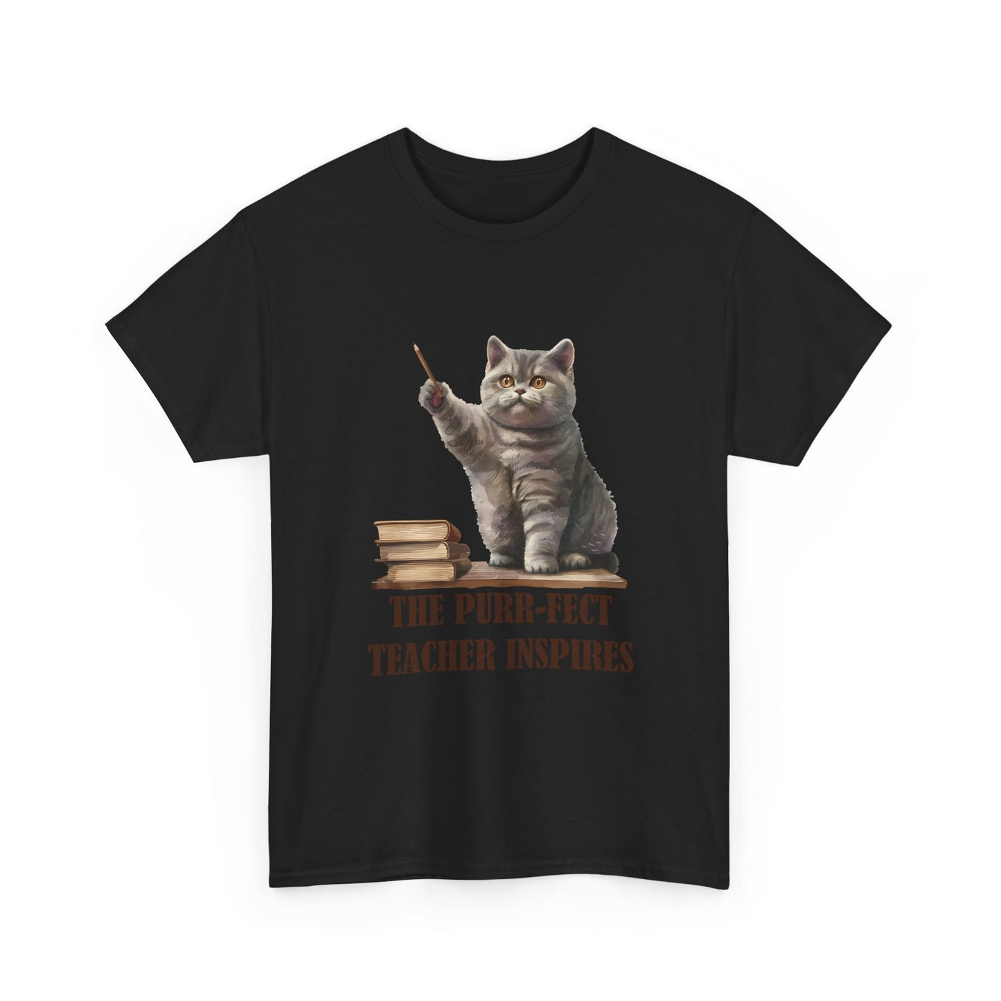 Teacher Cat T-Shirt — "The Purr-fect Teacher Inspires" Cute Gift for Educators