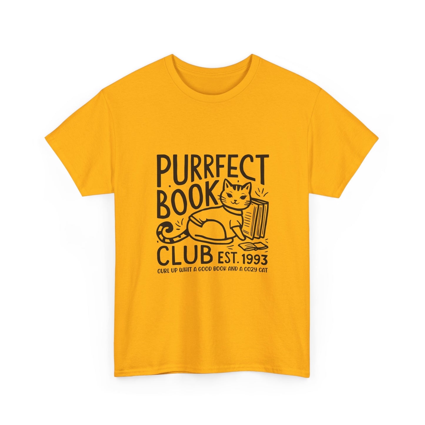 Purrfect Book Club T-Shirt — Cute Cat & Books Graphic Tee for Readers