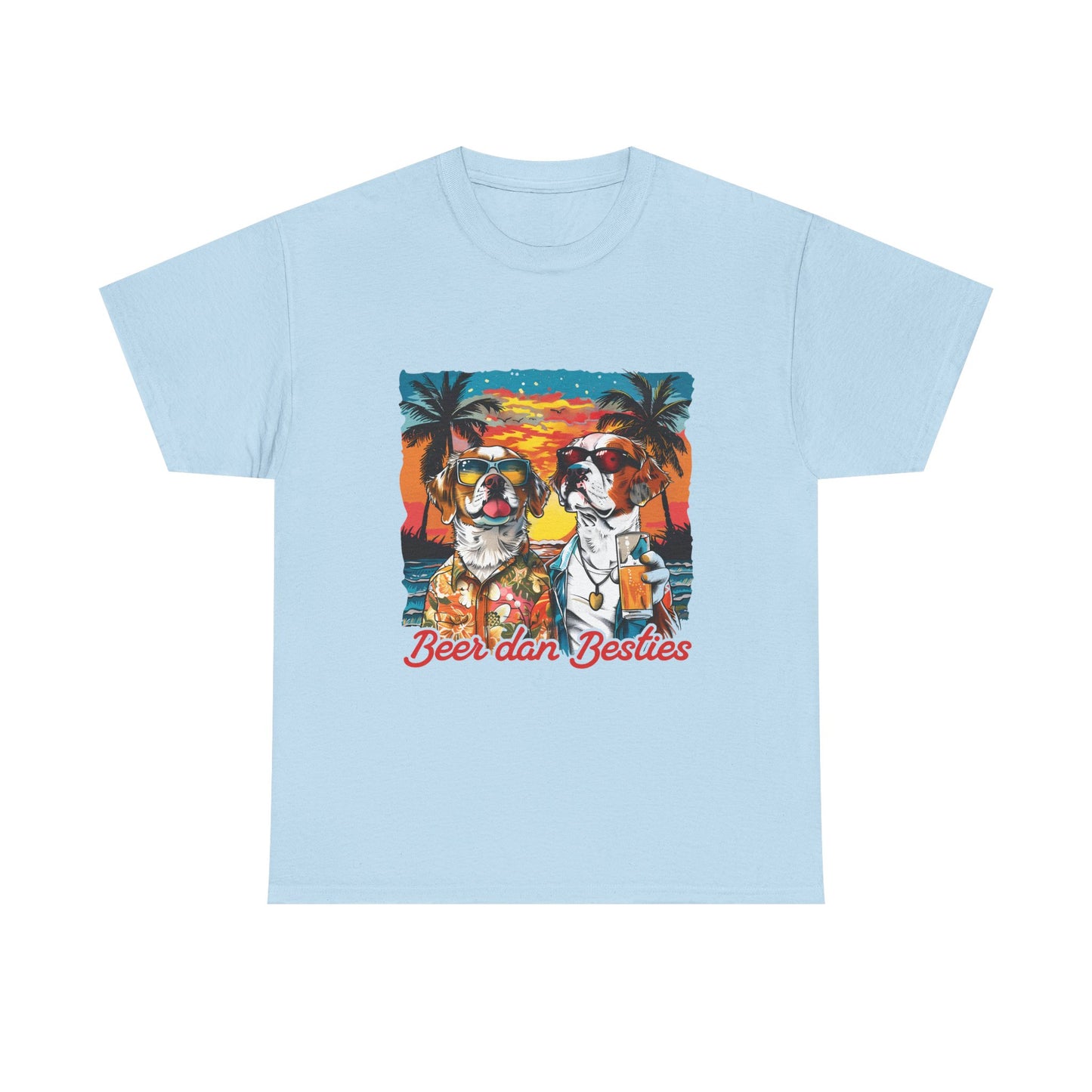 T-Shirt — 'Beer dan Besties' Retro Sunset Dogs Tee