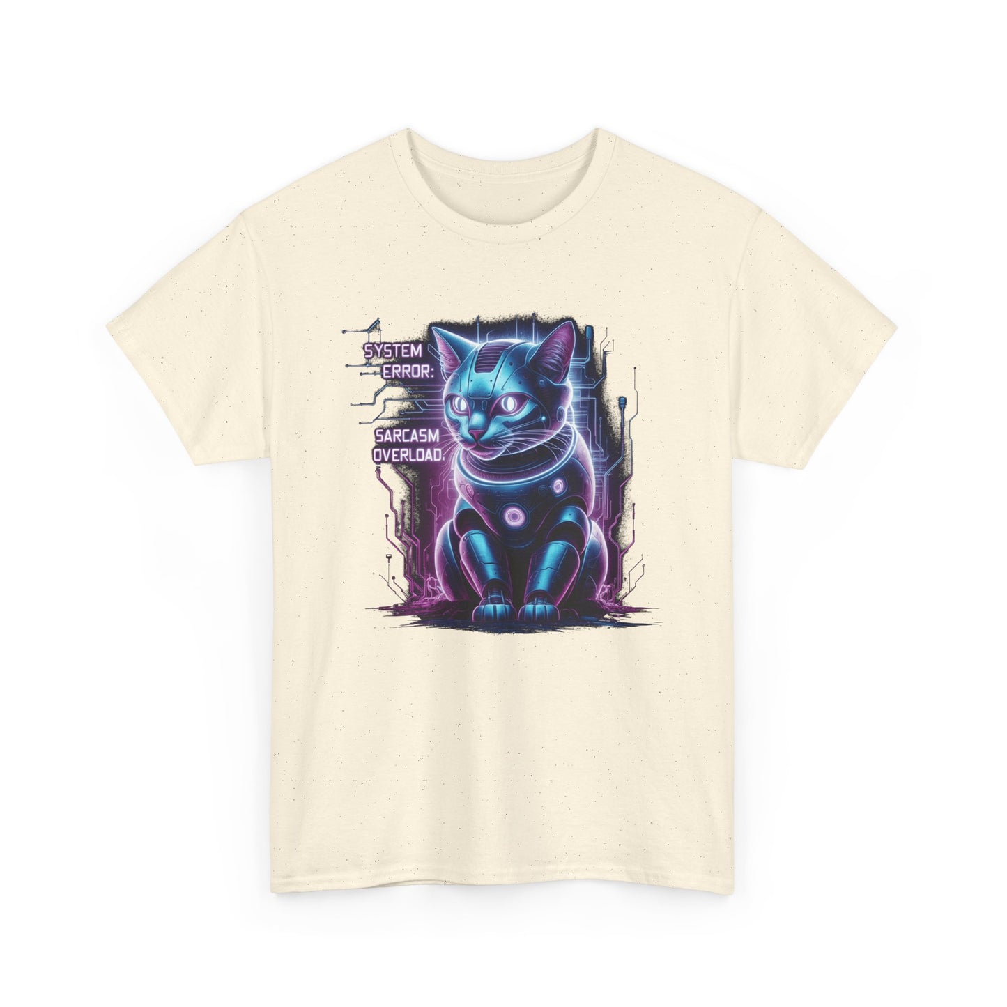 Neon Cyberpunk Lucky Cat T-Shirt — "Problem Solver, Sarcasm Overload"