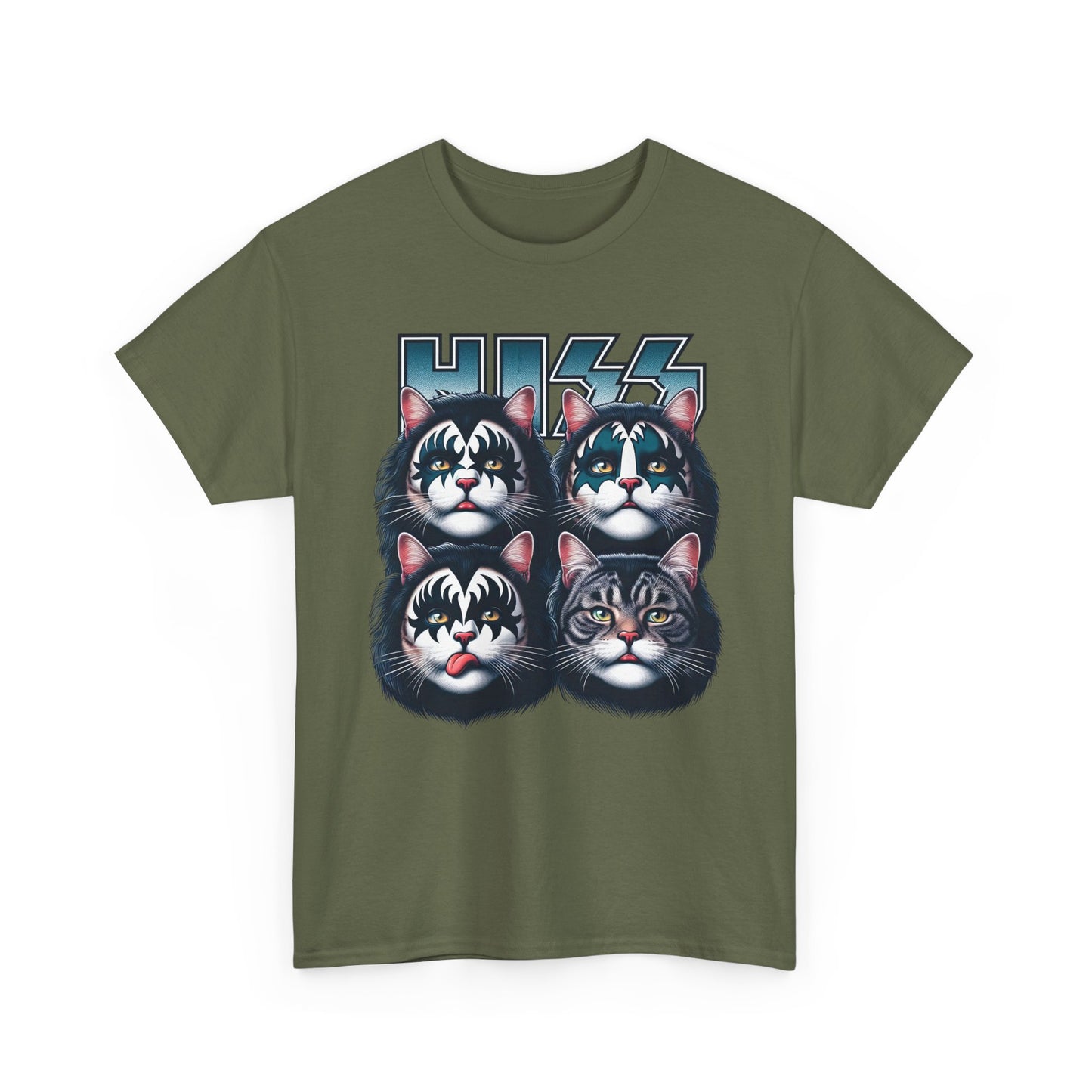 KISS-Style Rock Cat Band T-Shirt