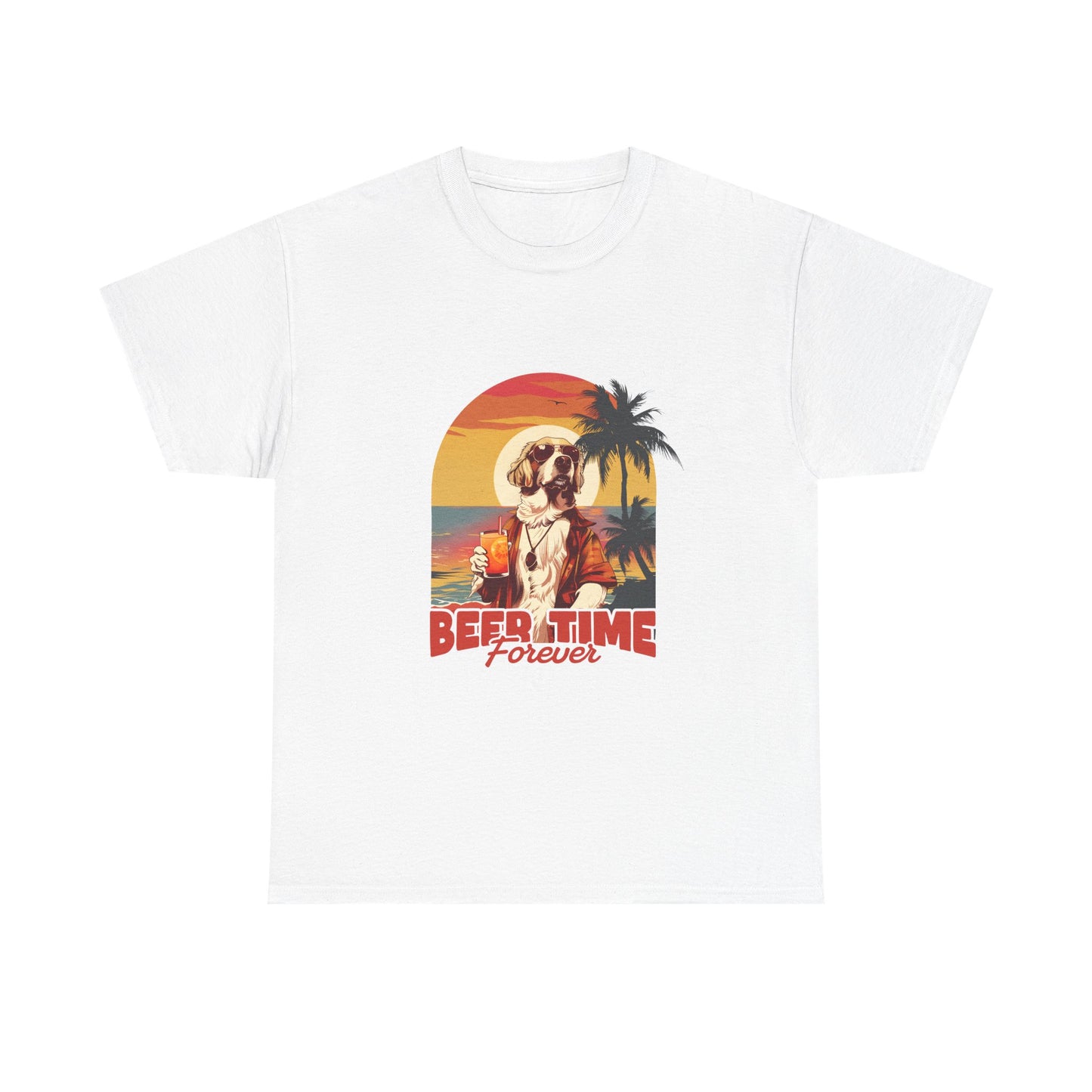 Beer Time Forever T-Shirt — Retro Beach Dog Vacation Tee