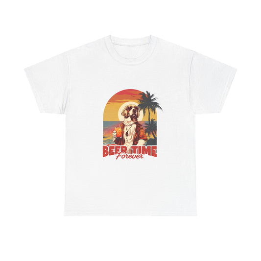 Beer Time Forever T-Shirt — Retro Beach Dog Vacation Tee