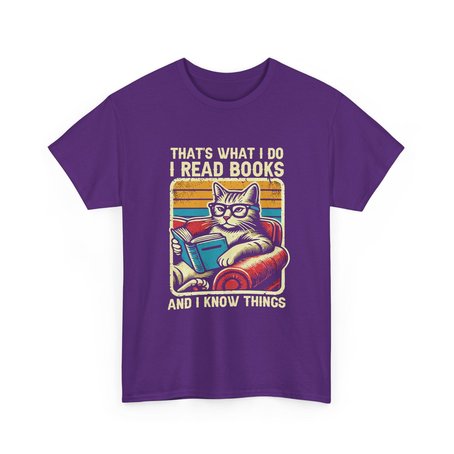 Reading Cat T-Shirt – "That's What I Do, I Read Books and I Know Things"