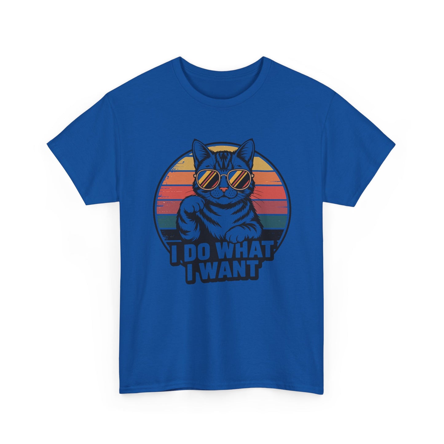 I Do What I Want Cat T-Shirt — Retro Sunglasses Vintage Stripe Graphic Tee