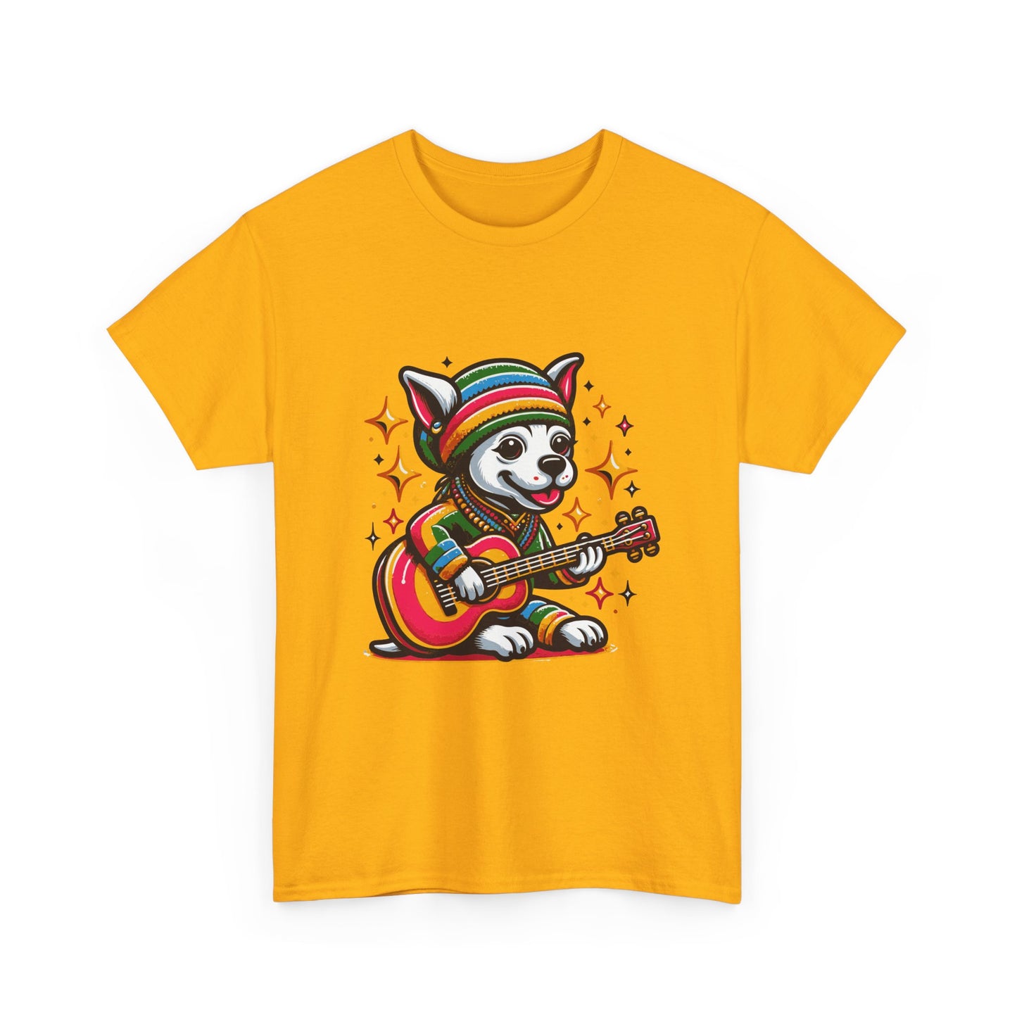 Pup Reggae Guitar Tee — Cute Dog Playing Guitar Graphic T-Shirt