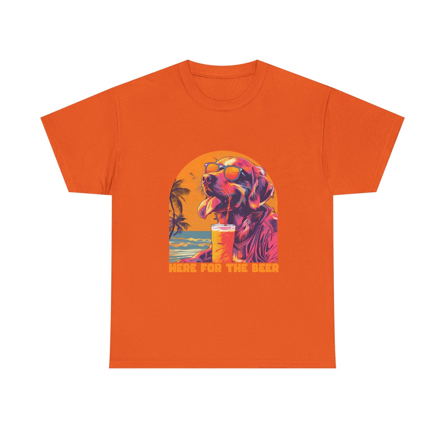 Here For The Beer T-Shirt — Retro Flamingo Beach Tee