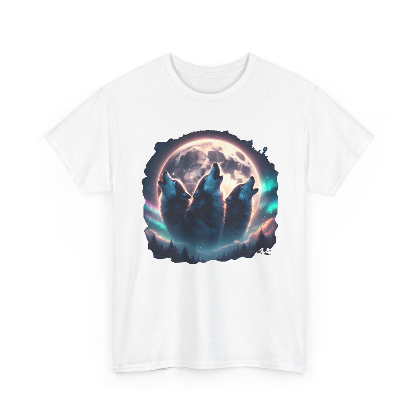 Wolf Moon T-Shirt — Howling Wolves Silhouette at Full Moon Graphic Tee