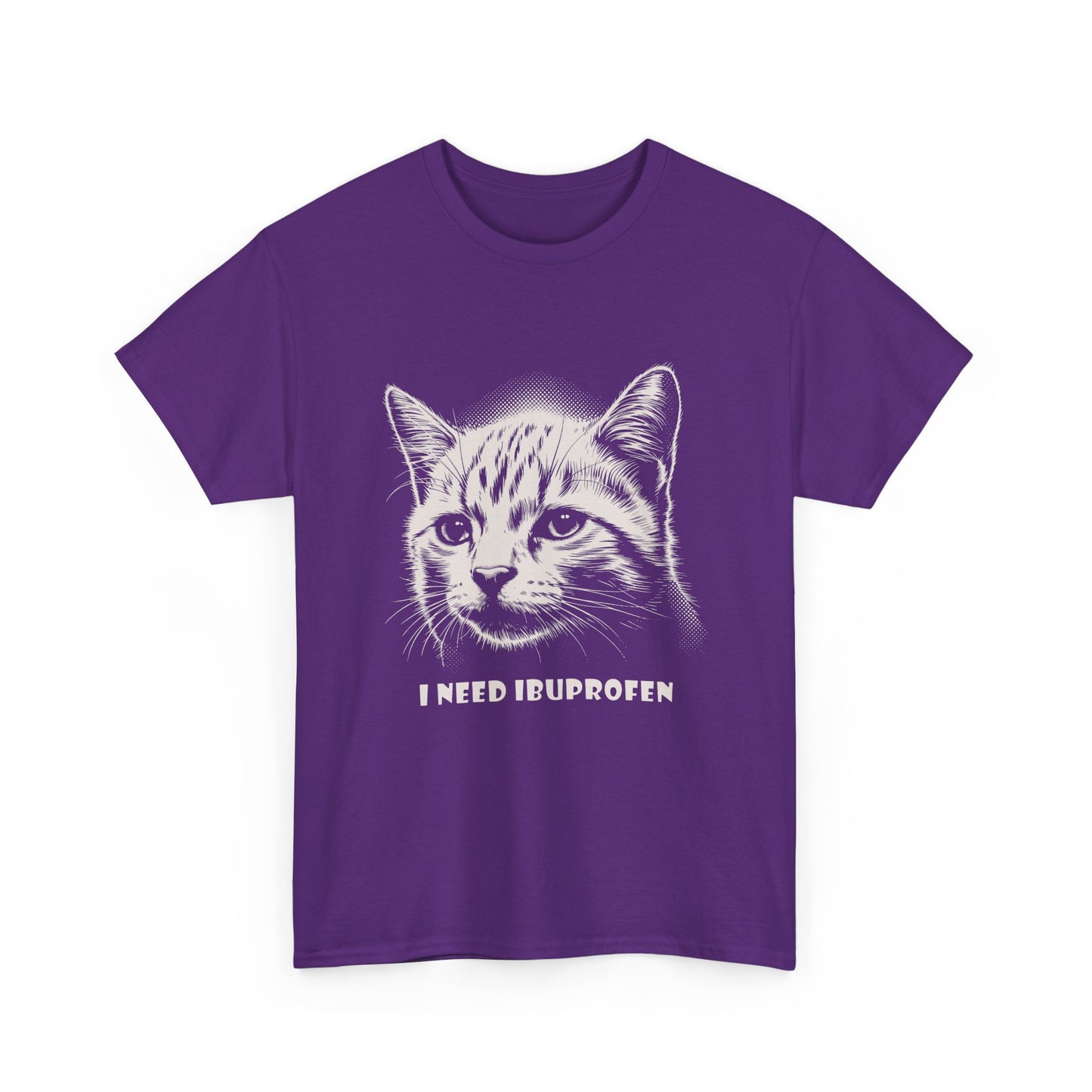 Cat Head T-Shirt — "I Need Ibuprofen" Funny Graphic Tee