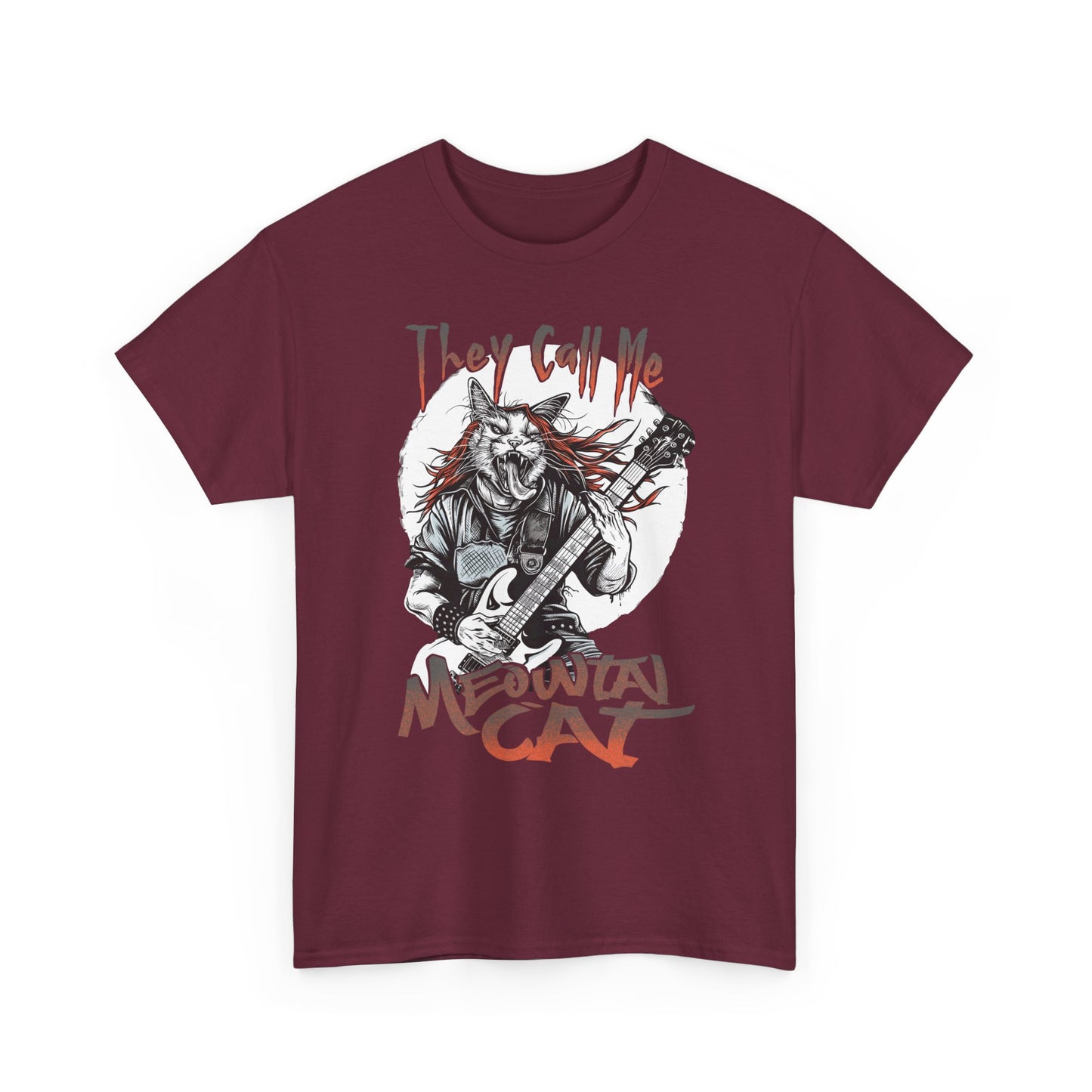 Meowtal Cat Guitar T-Shirt — "They Call Me Meowtal Cat" Rock Music Tee