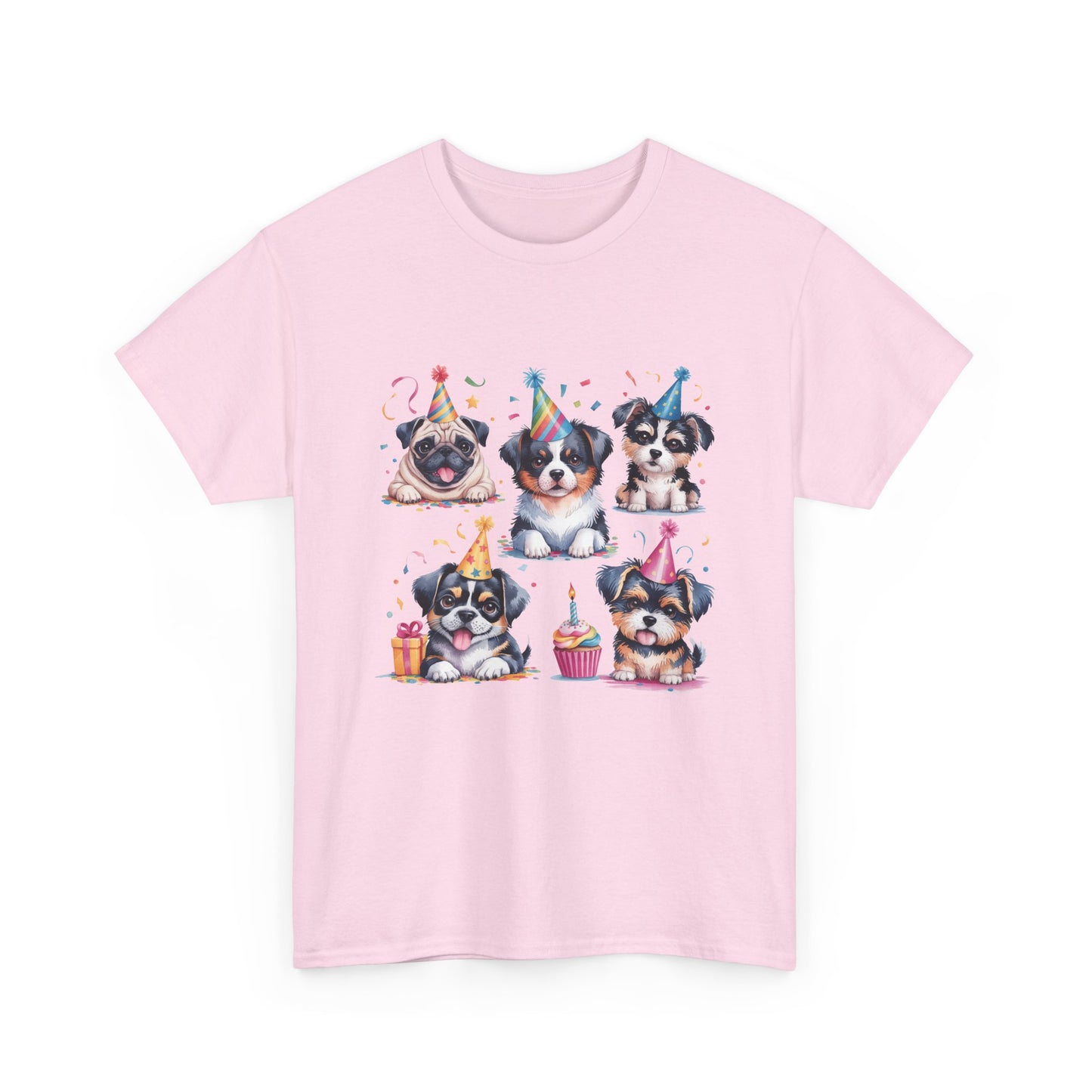 Birthday Puppies T‑Shirt — Cute Party Dogs with Cupcakes