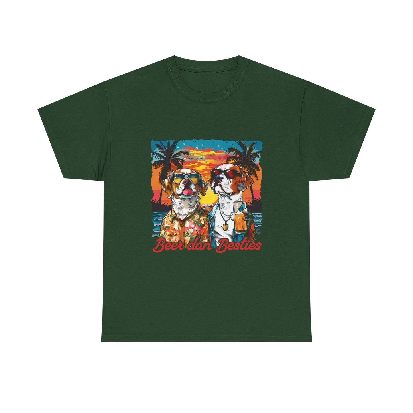 T-Shirt — 'Beer dan Besties' Retro Sunset Dogs Tee