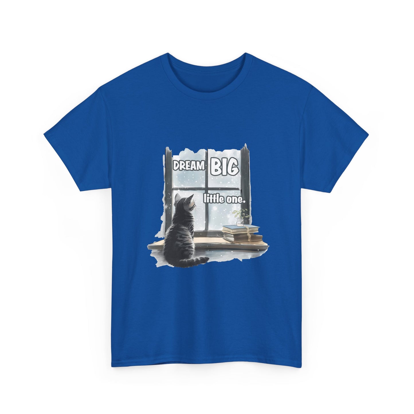 Dream Big Little One T‑Shirt — Cat at Window Inspirational Kids Tee