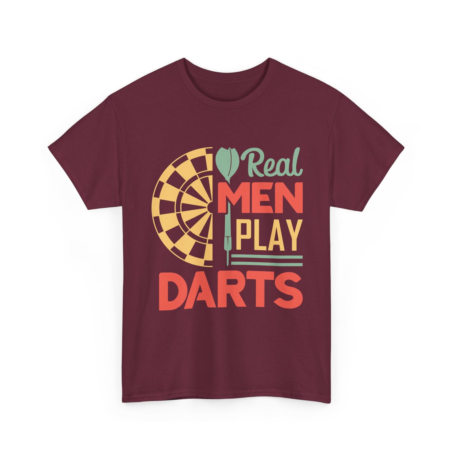Darts T-Shirt — “Real Men Play Darts” Retro Dartboard Tee