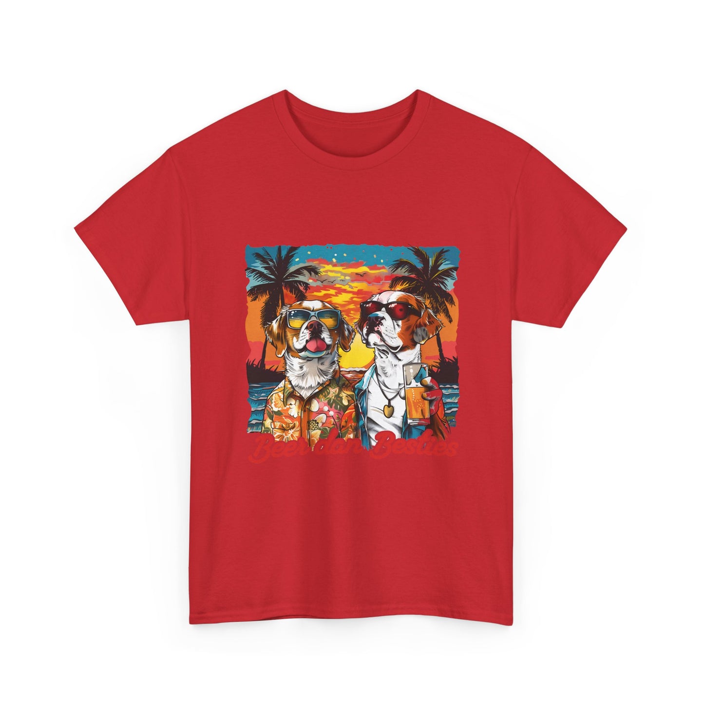 T-Shirt — 'Beer dan Besties' Retro Sunset Dogs Tee