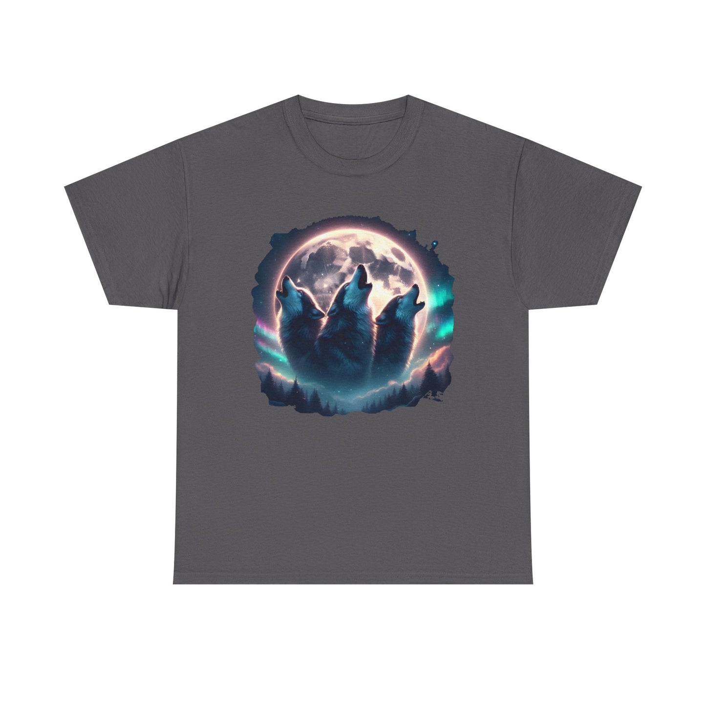 Wolf Moon T-Shirt — Howling Wolves Silhouette at Full Moon Graphic Tee
