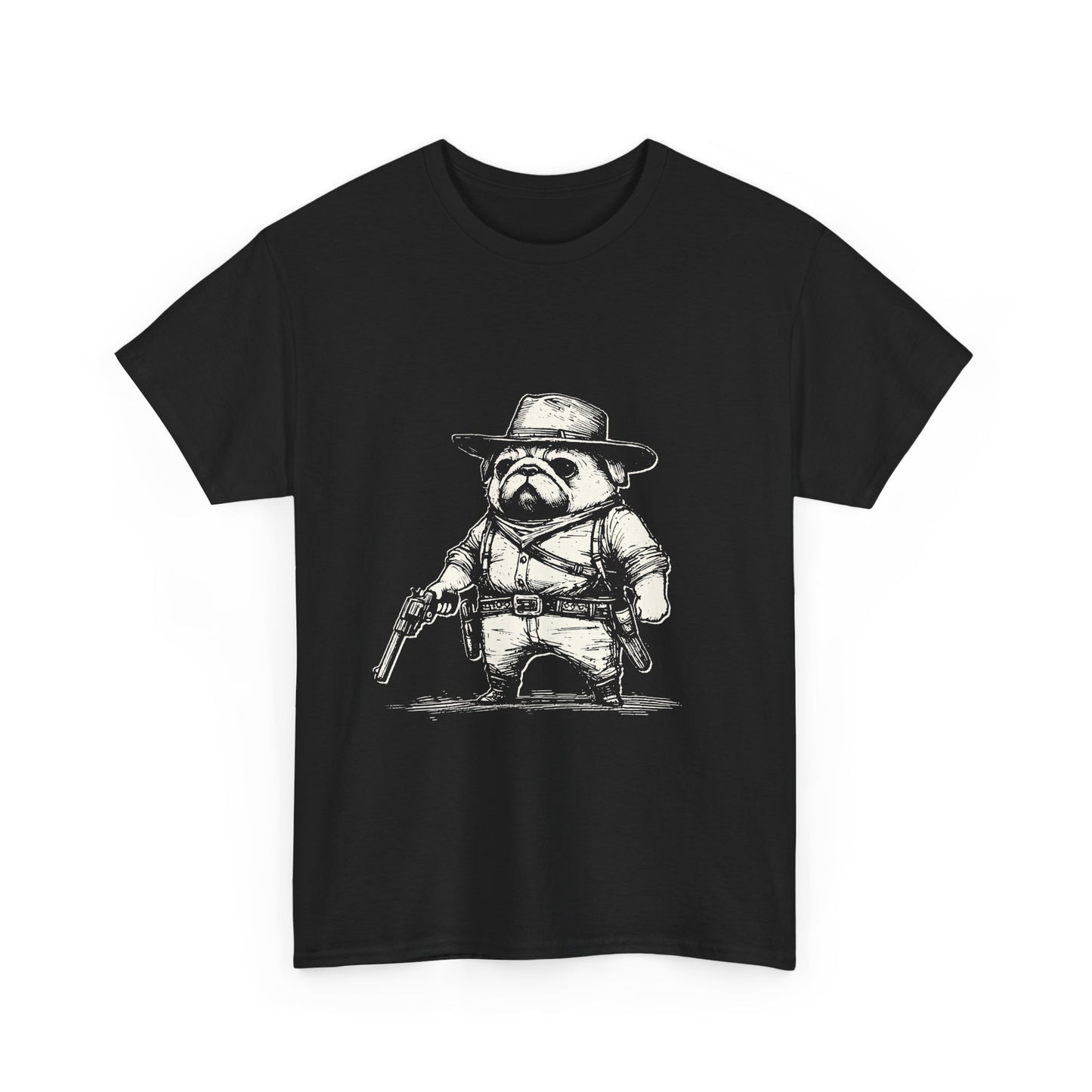 Pug Gunslinger T-Shirt – Cute Cowboy Pug Graphic Tee