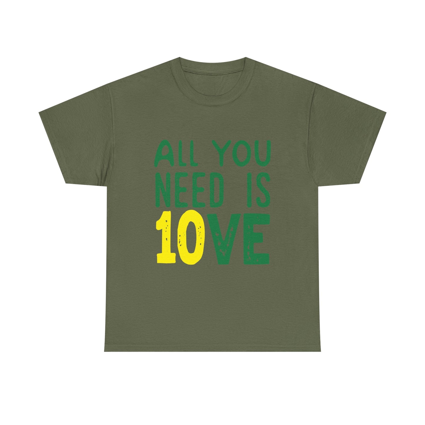 T-Shirt — "All You Need Is 10VE" Retro Green & Yellow Love Tee