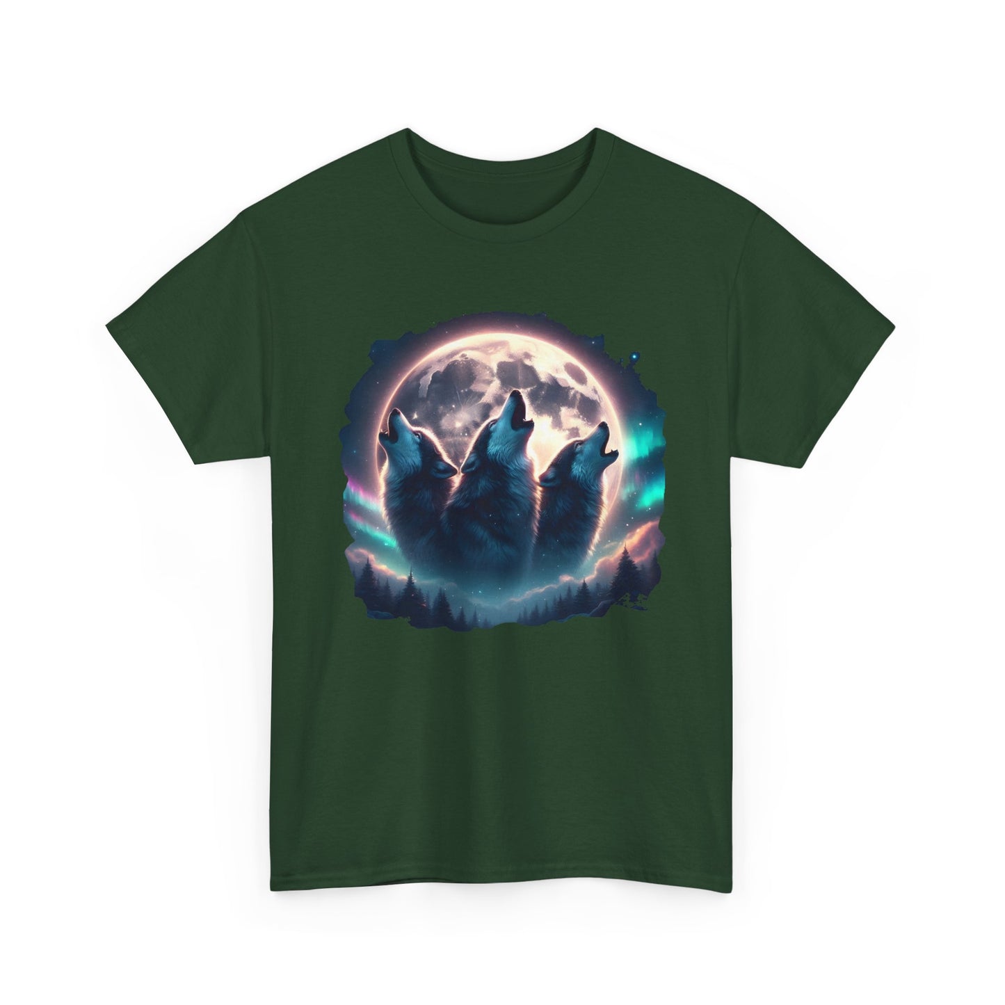 Wolf Moon T-Shirt — Howling Wolves Silhouette at Full Moon Graphic Tee