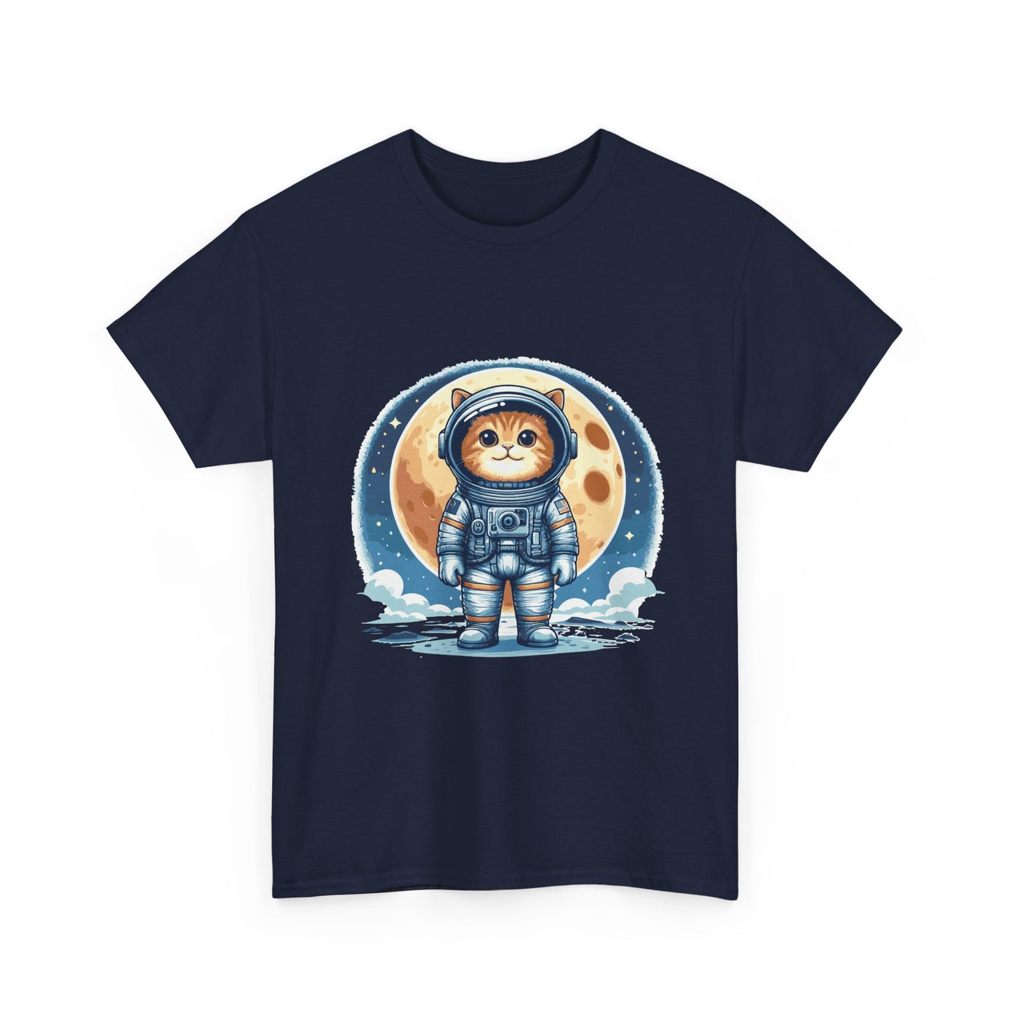Astronaut Cat T-Shirt – Cute Space Kitty Tee with Moon