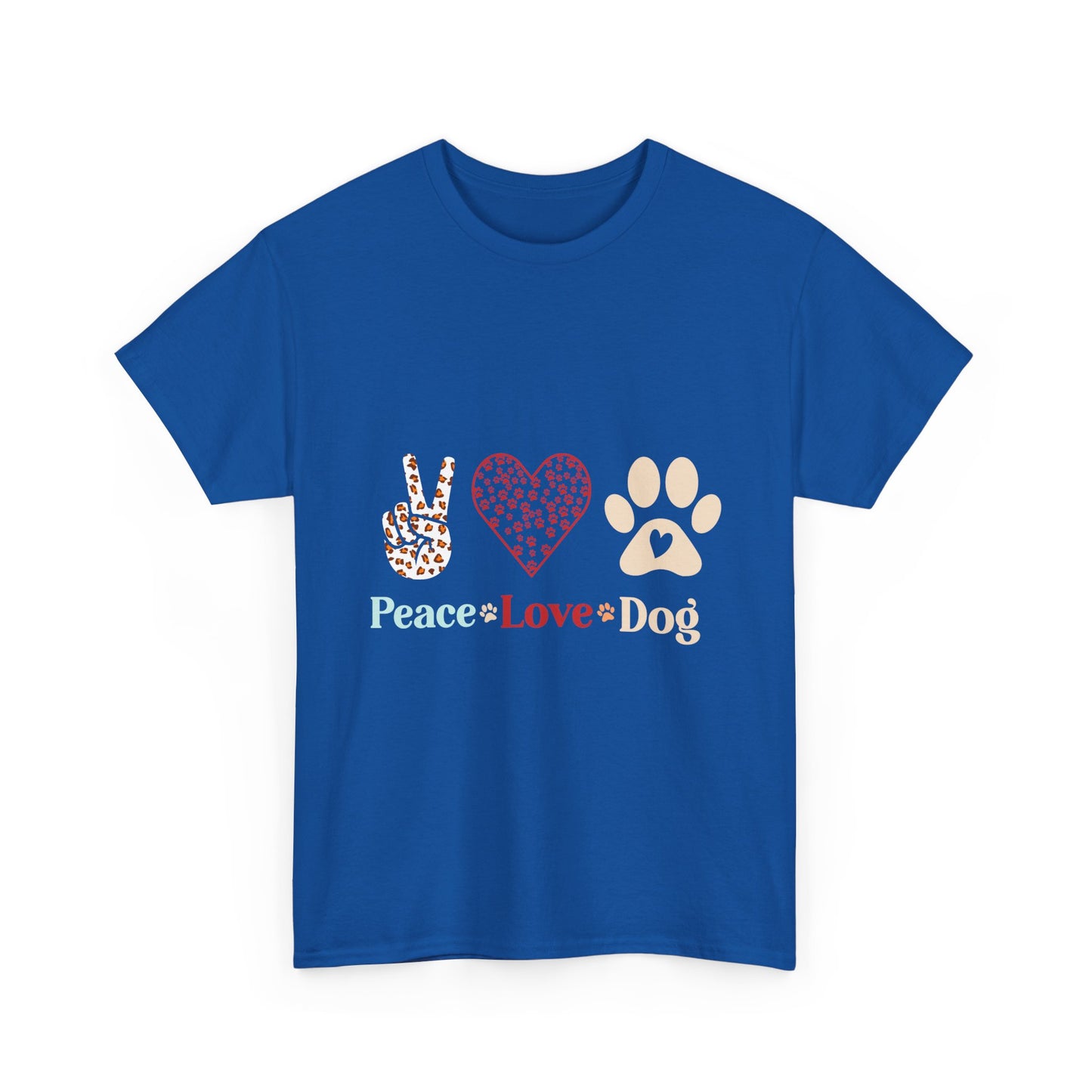 Peace Love Dog T-Shirt - Paw Print & Peace Sign Graphic Tee for Dog Lovers
