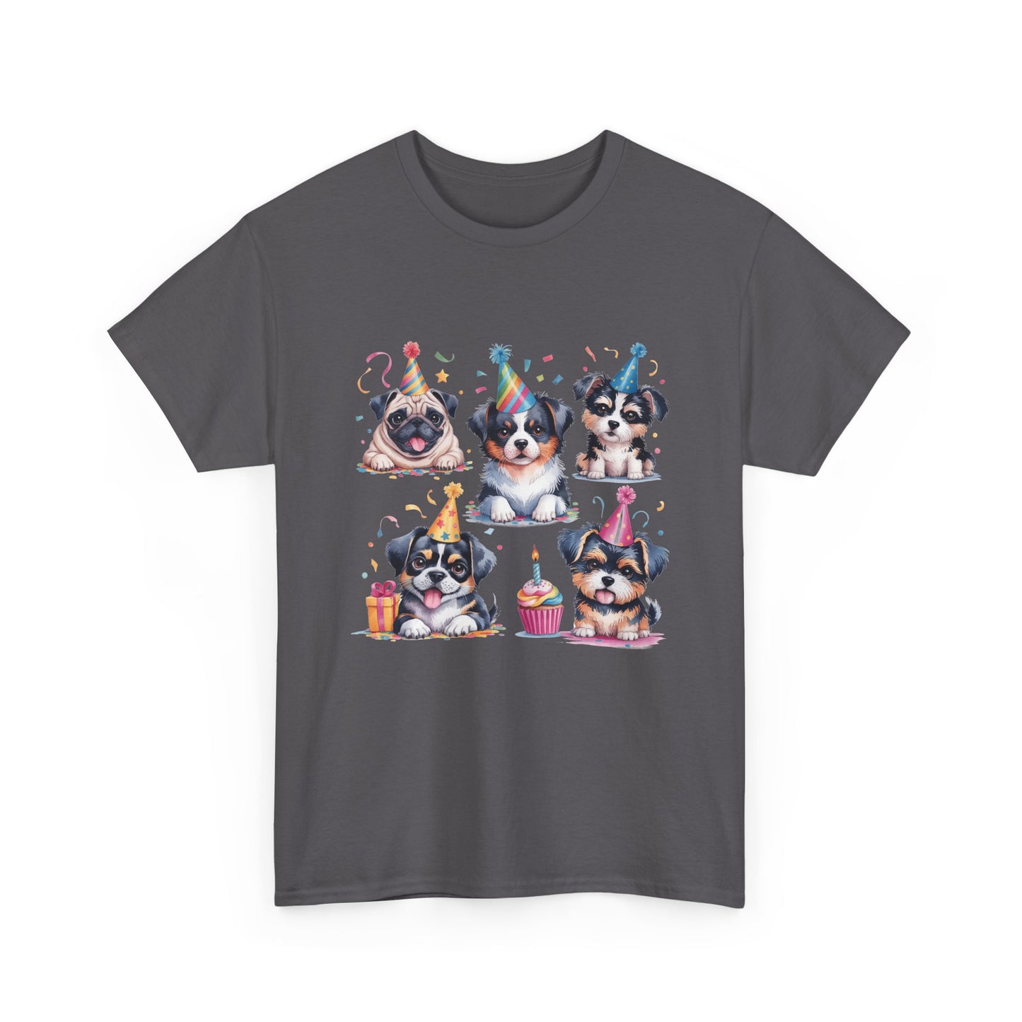 Birthday Puppies T‑Shirt — Cute Party Dogs with Cupcakes
