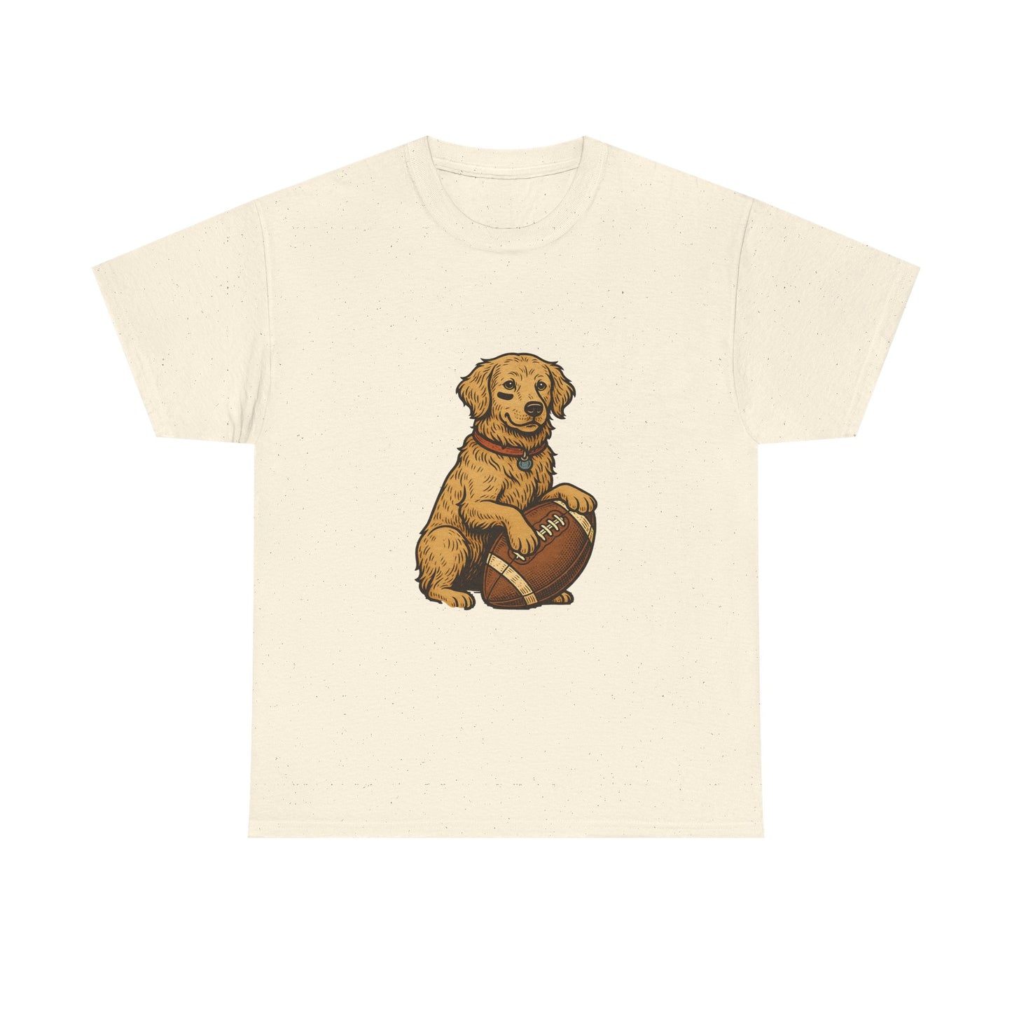 Golden Retriever Puppy Football Tee — Cute Dog with Football Graphic T-Shirt