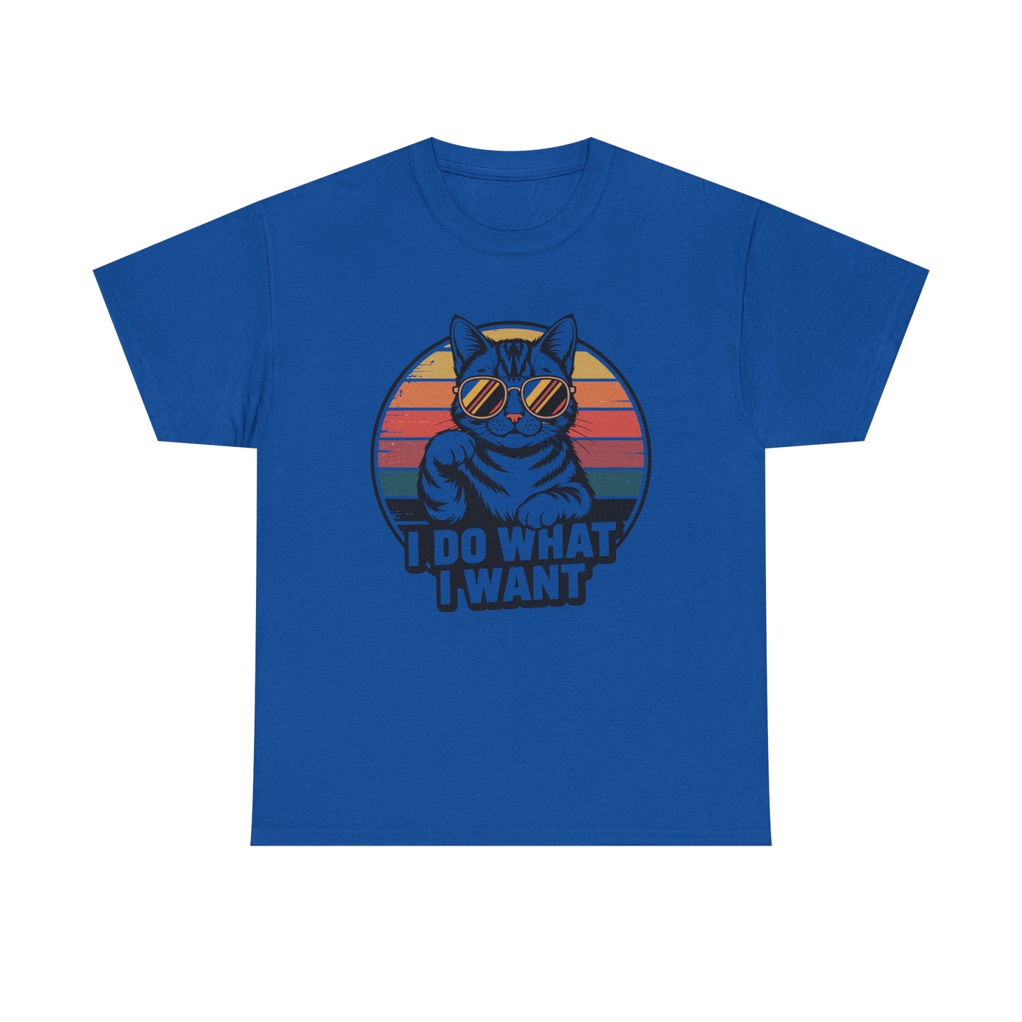 I Do What I Want Cat T-Shirt — Retro Sunglasses Vintage Stripe Graphic Tee