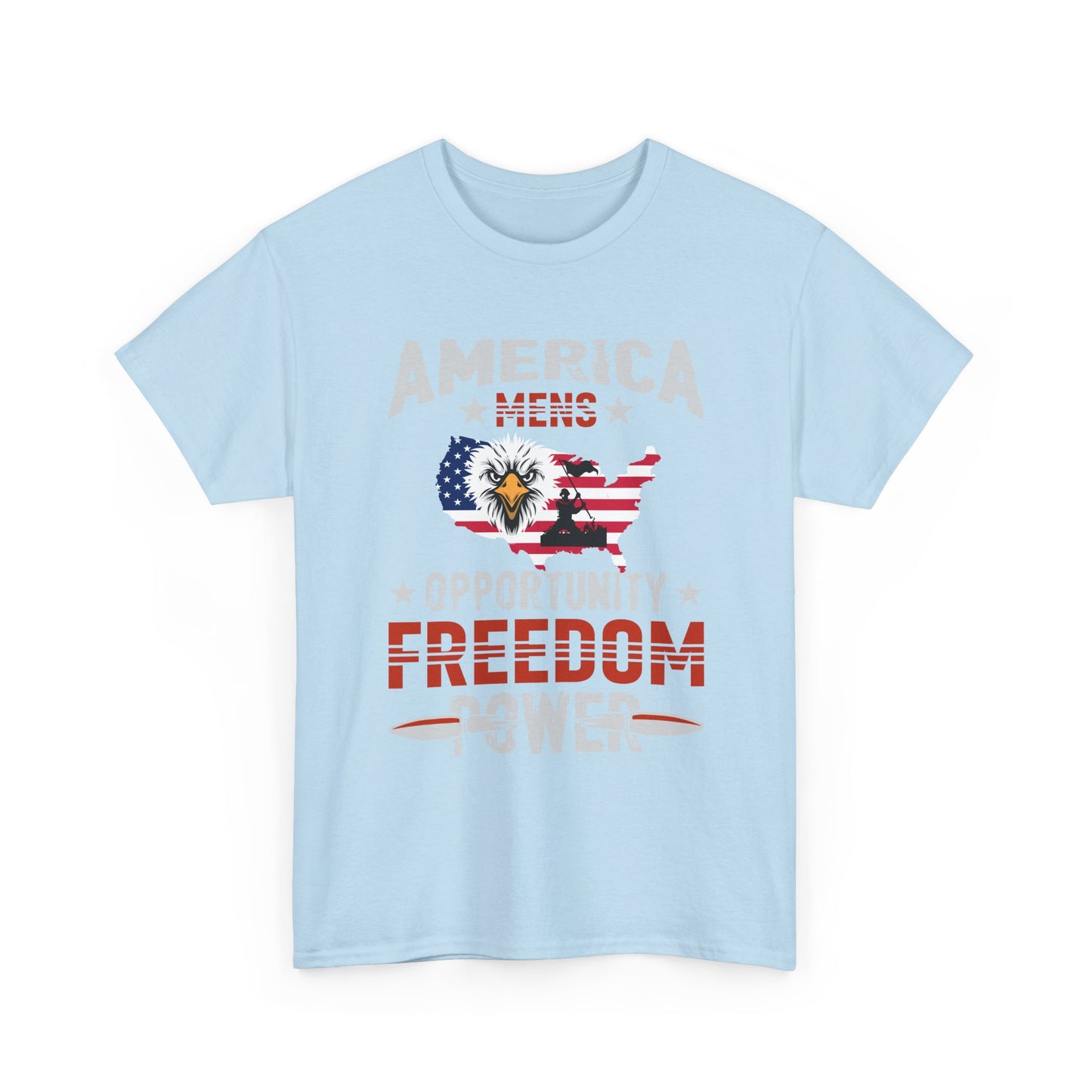 Freedom Power Patriotic T‑Shirt — America Opportunity & Veterans Flag Design
