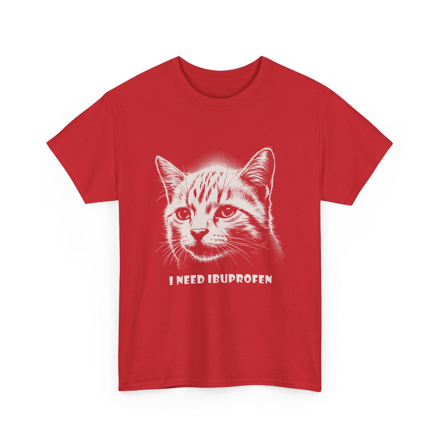 Cat Head T-Shirt — "I Need Ibuprofen" Funny Graphic Tee