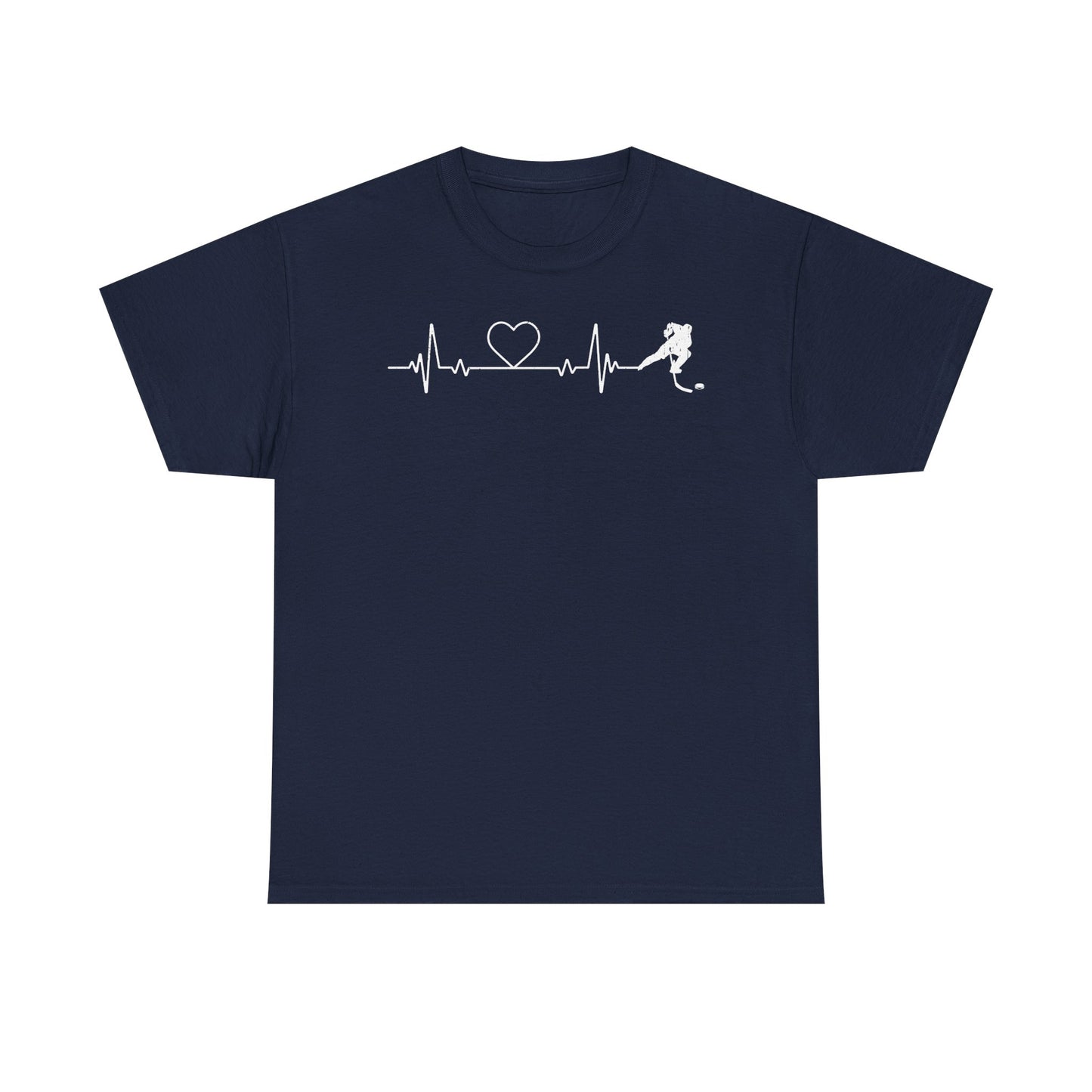 Running Heartbeat T-Shirt — Runner ECG Line with Heart Graphic